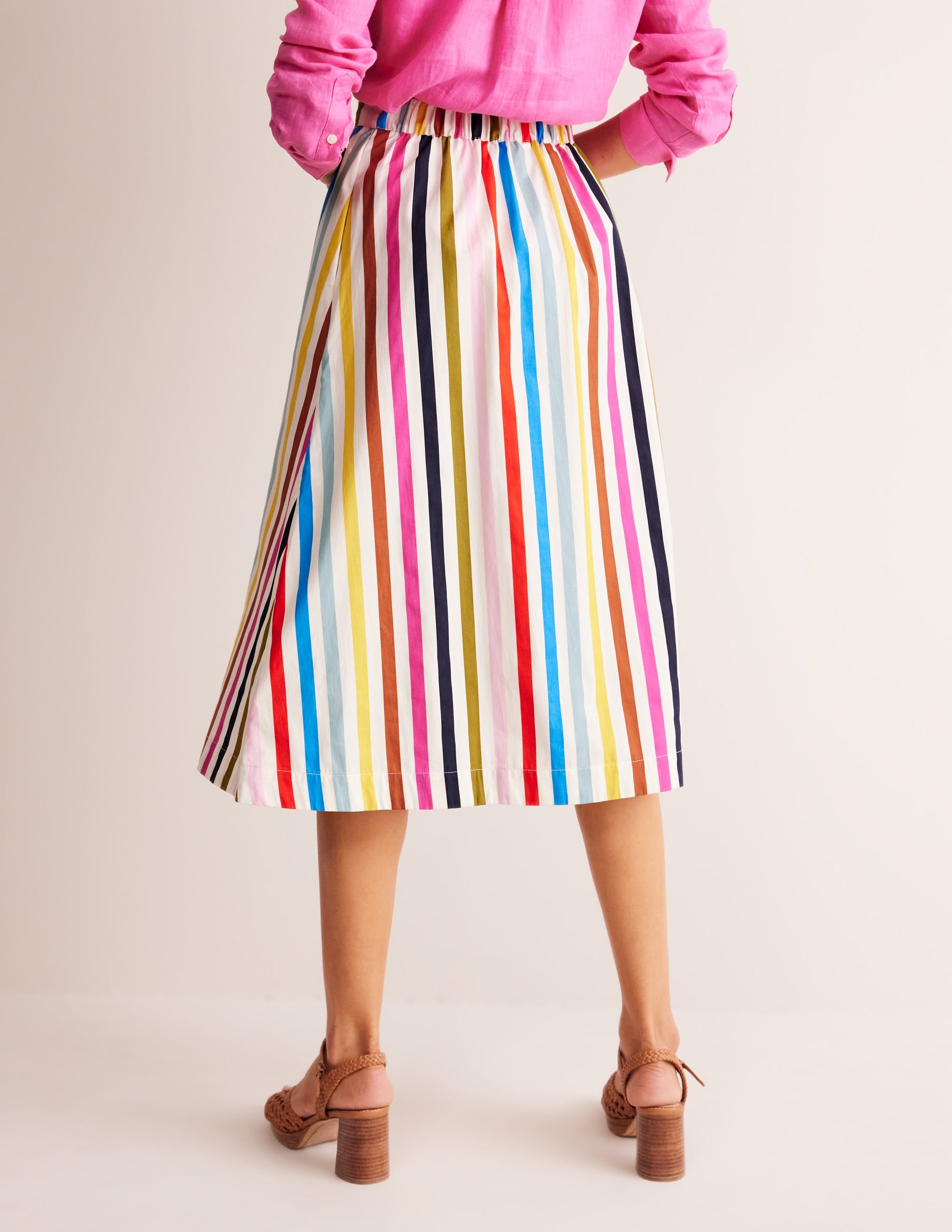 Hattie Poplin Midi Skirt-Multistripe - Image 3
