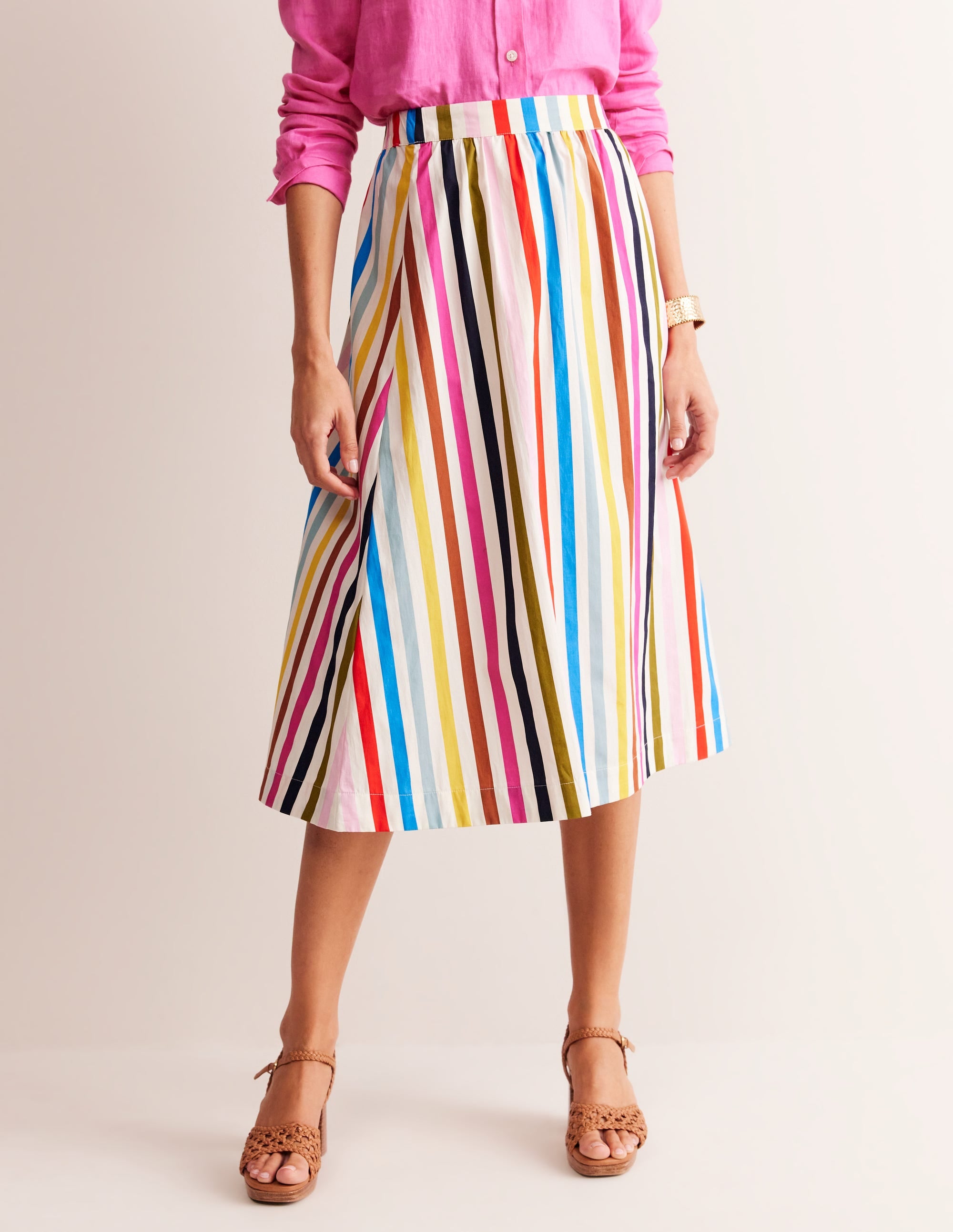 Hattie Poplin Midi Skirt-Multistripe - Image 4