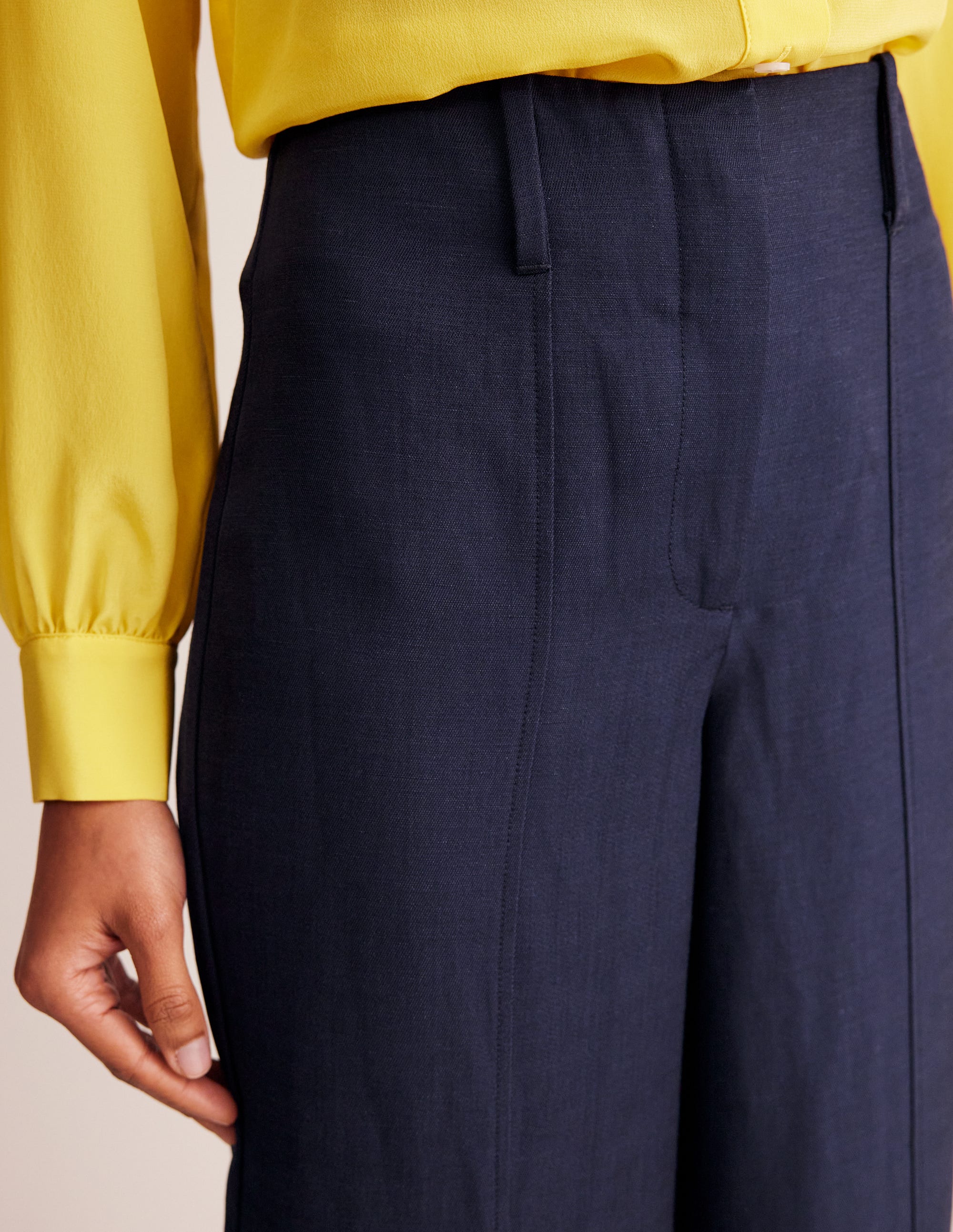 Cropped Twill Pants-Navy - Image 2