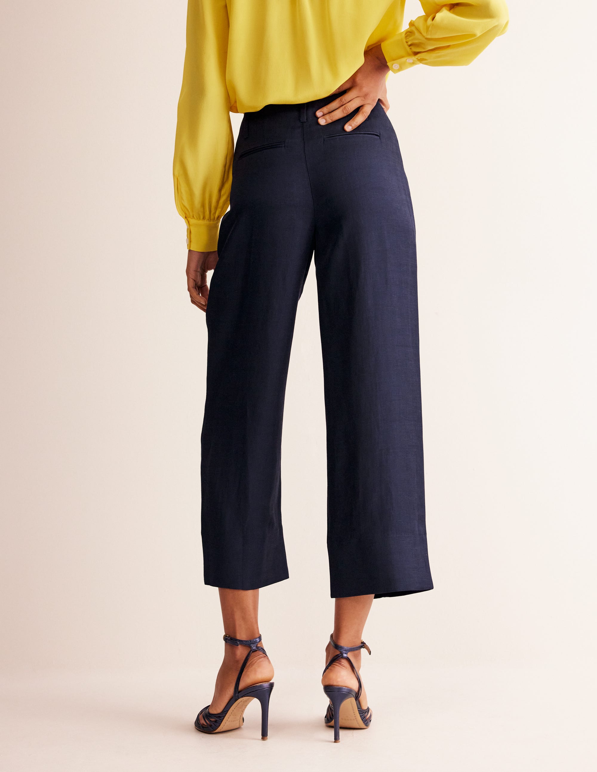 Cropped Twill Pants-Navy - Image 3