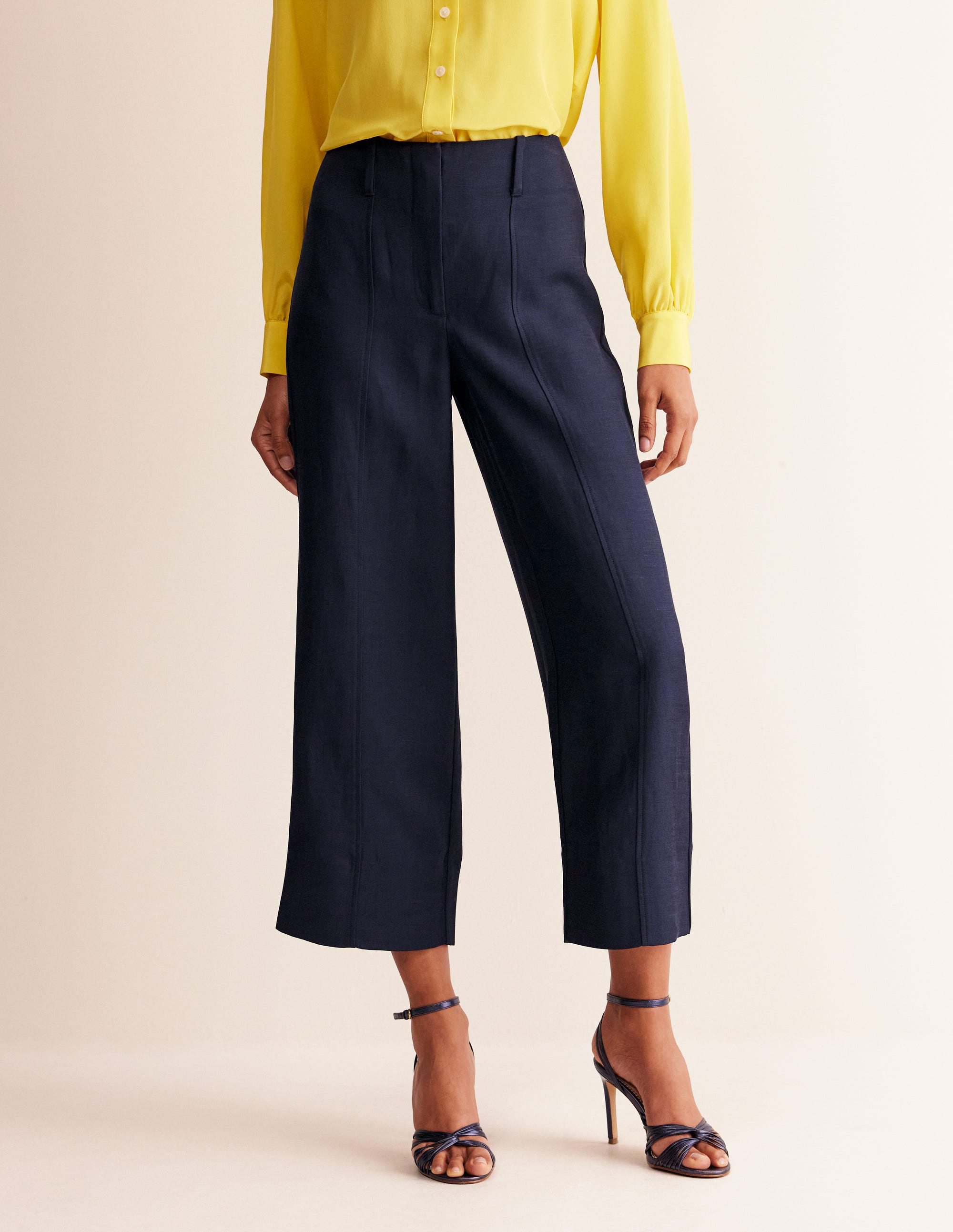 Cropped Twill Pants-Navy - Image 4