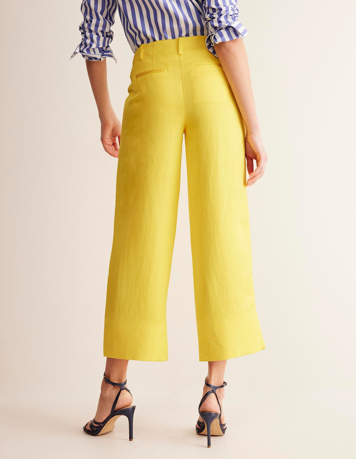 Cropped Twill Pants-Vibrant Yellow