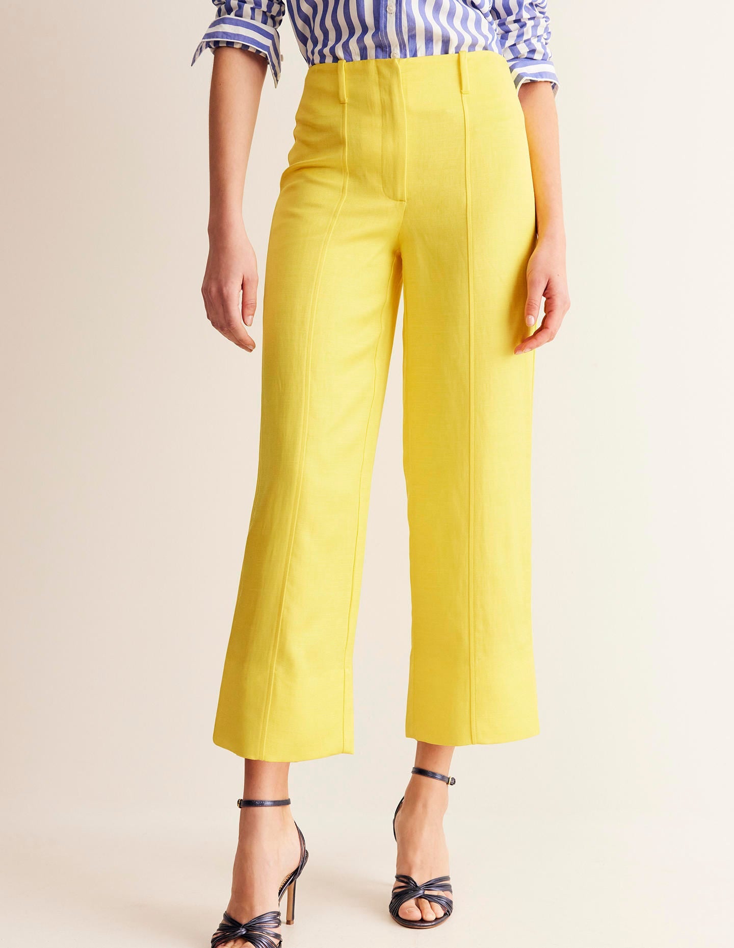 Cropped Twill Pants-Vibrant Yellow