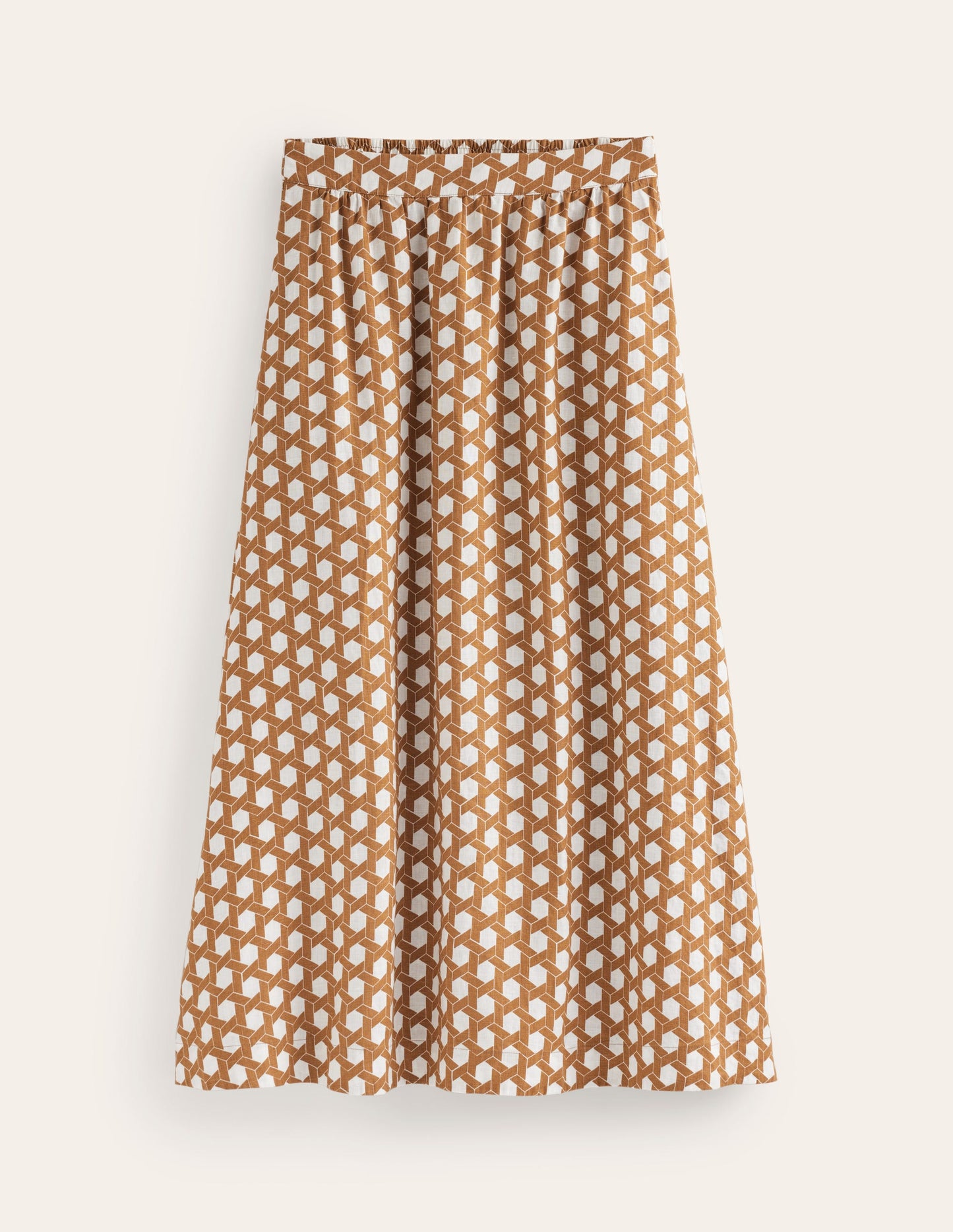 Florence Linen Midi Skirt-Rubber, Honeycomb Geo