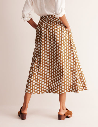 Florence Linen Midi Skirt-Rubber, Honeycomb Geo