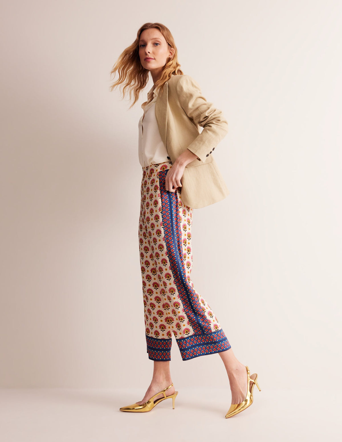 Straight Cropped Satin Pants-Passion Geo - Image 1