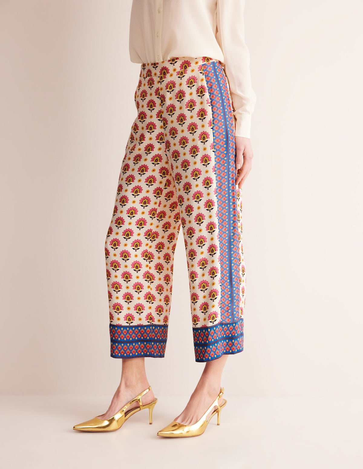 Straight Cropped Satin Pants-Passion Geo - Image 4