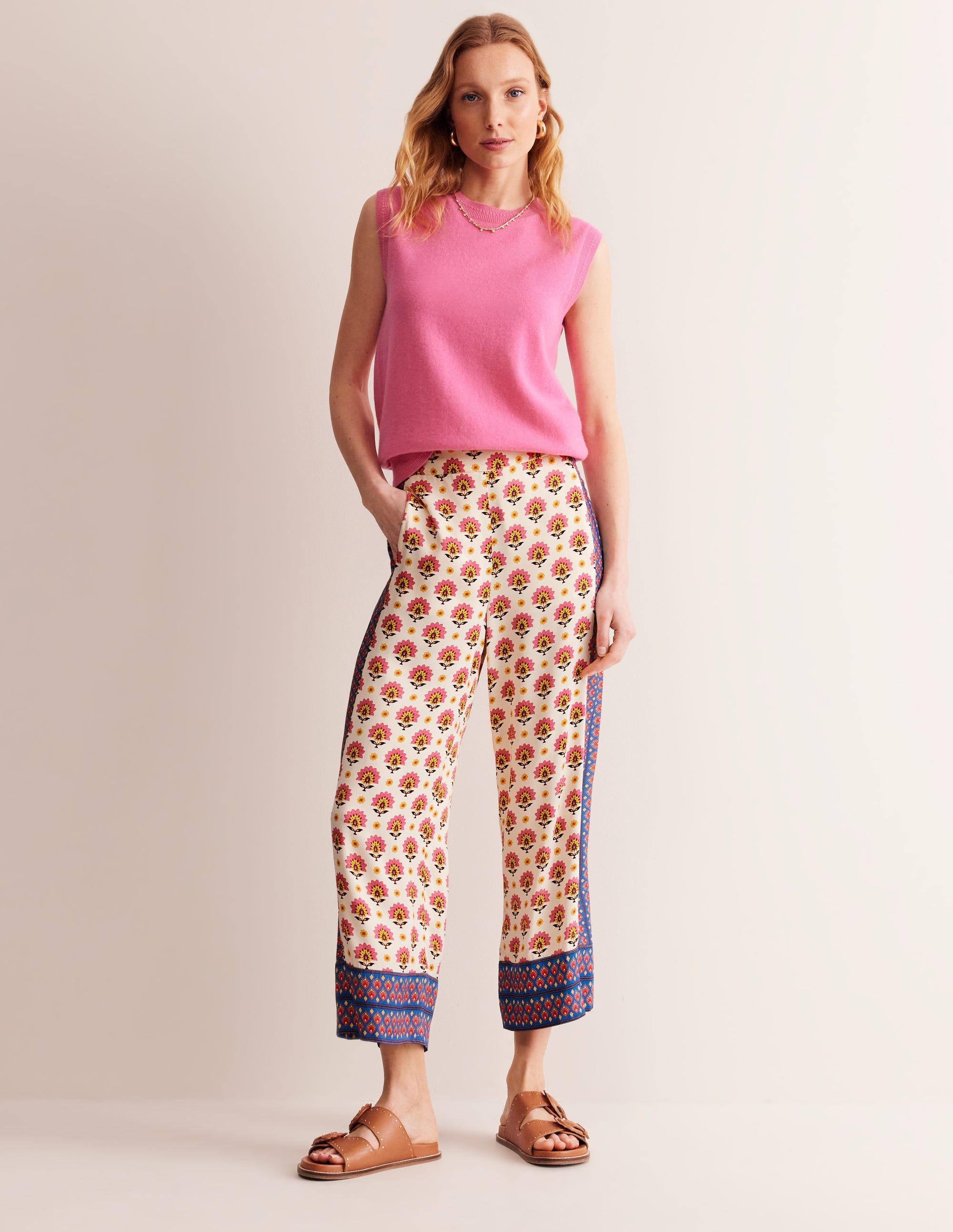 Straight Cropped Satin Pants-Passion Geo - Image 5
