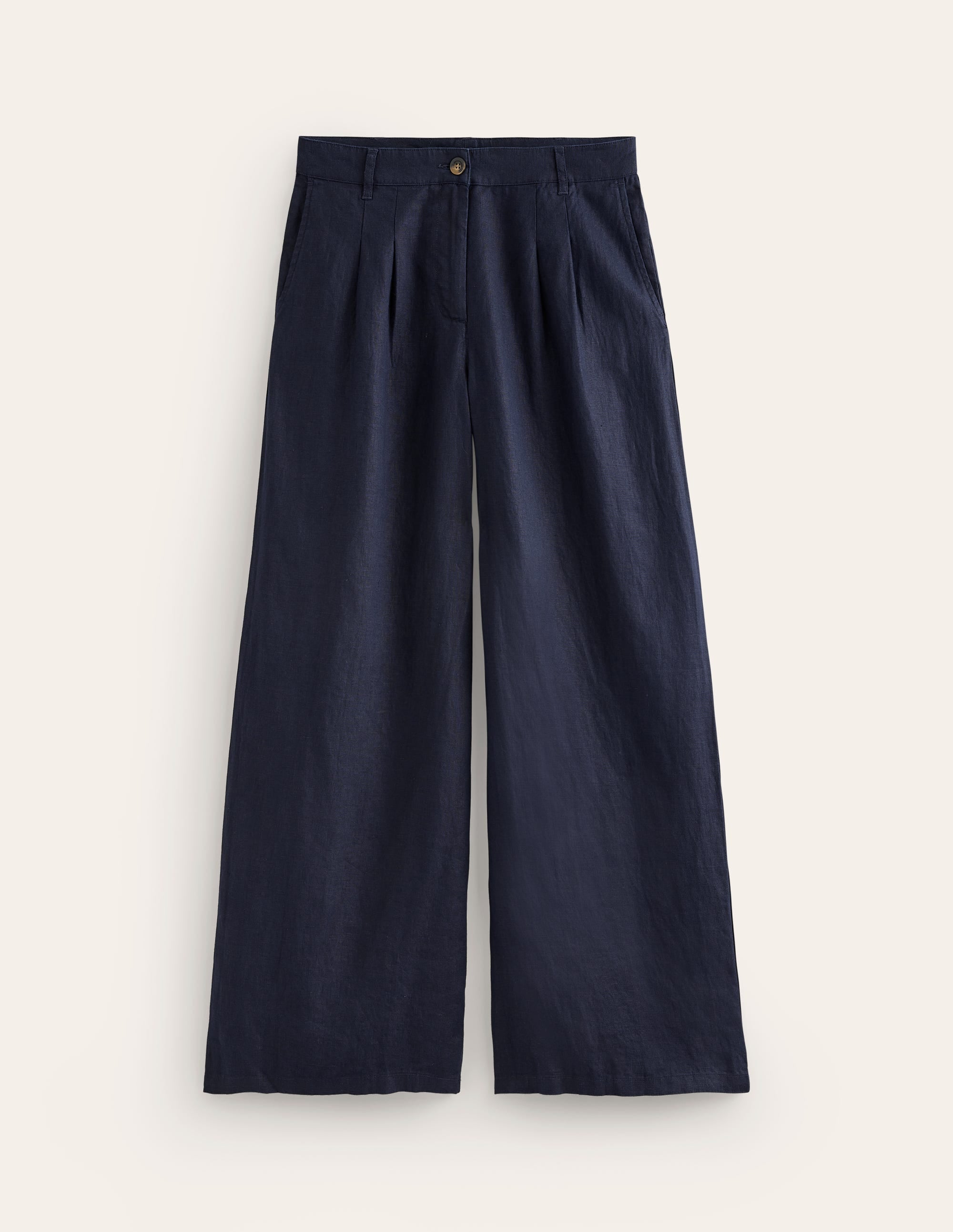 Regent Pleat Linen Pants-Navy - Image 8