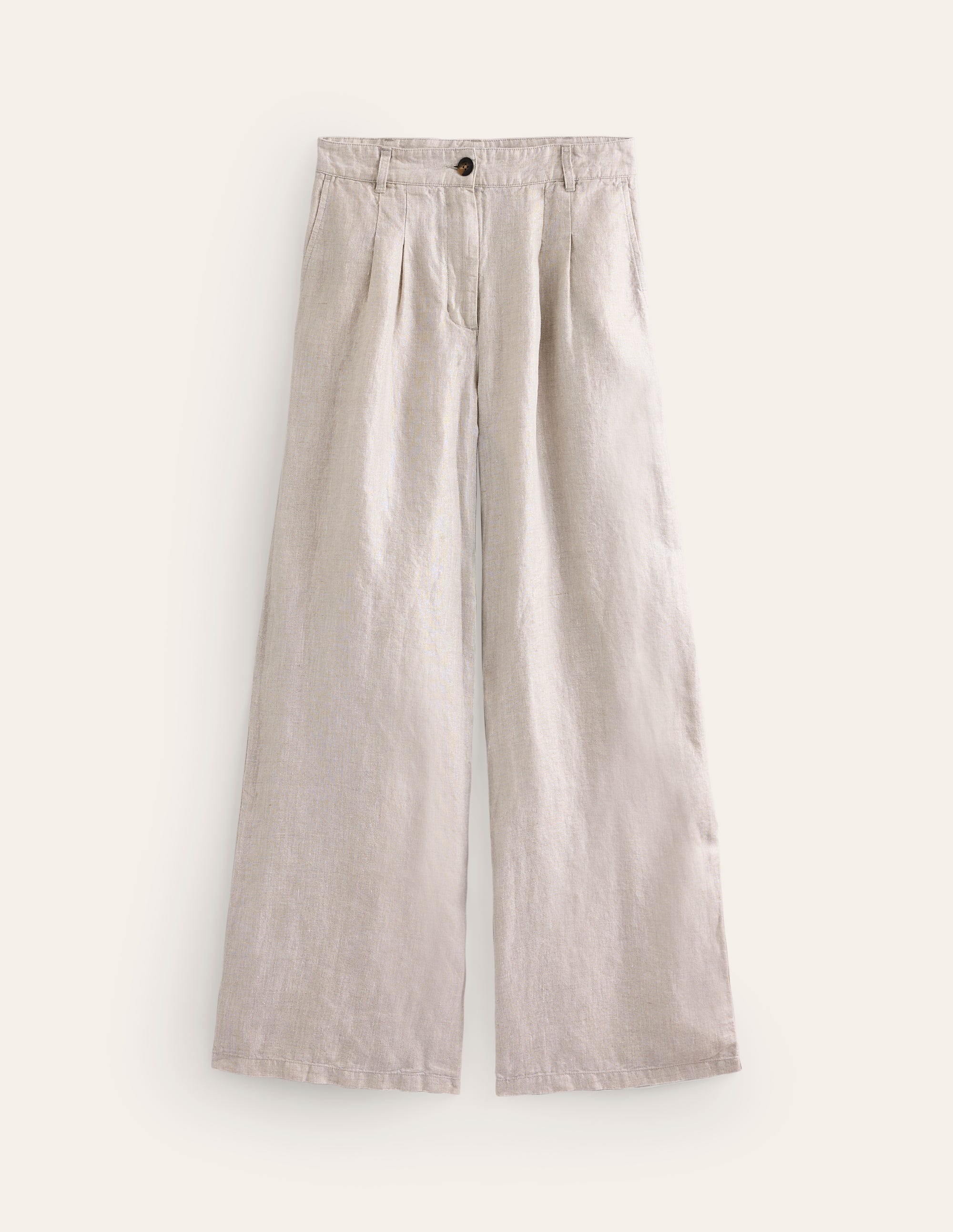 Regent Pleat Linen Pants-Neutral Metallic - Image 8