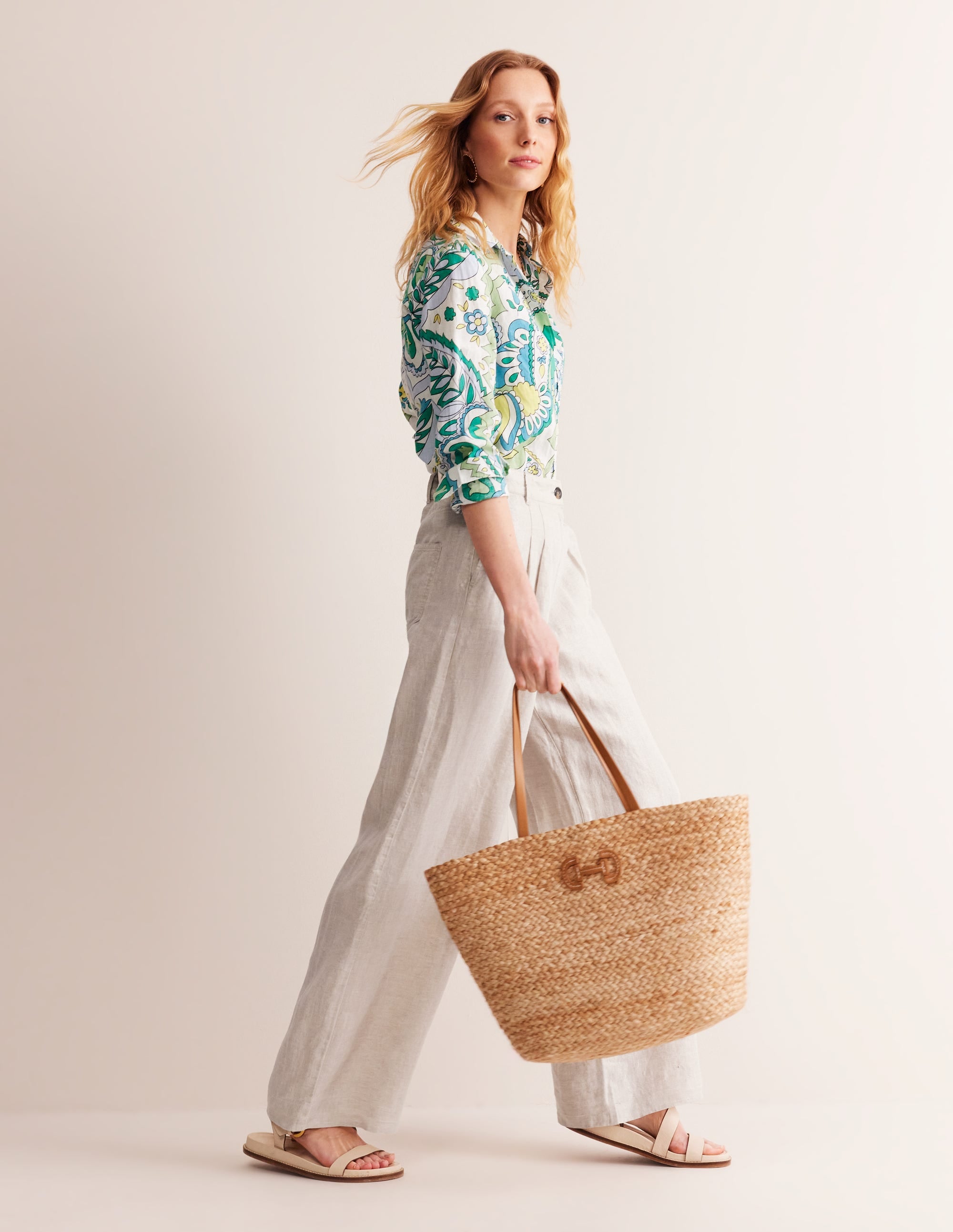 Regent Pleat Linen Pants-Neutral Metallic - Image 6