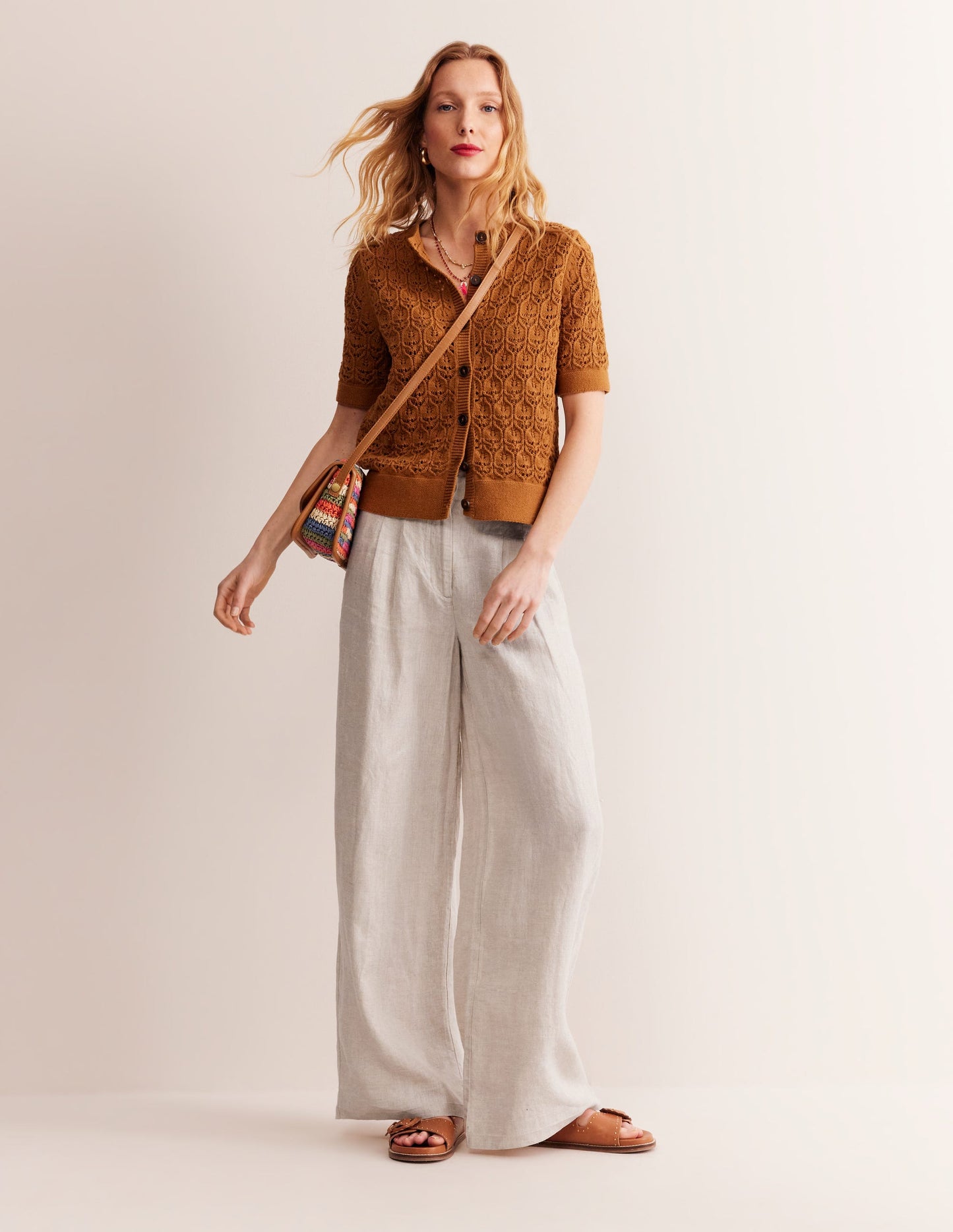 Regent Pleat Linen Pants-Neutral Metallic