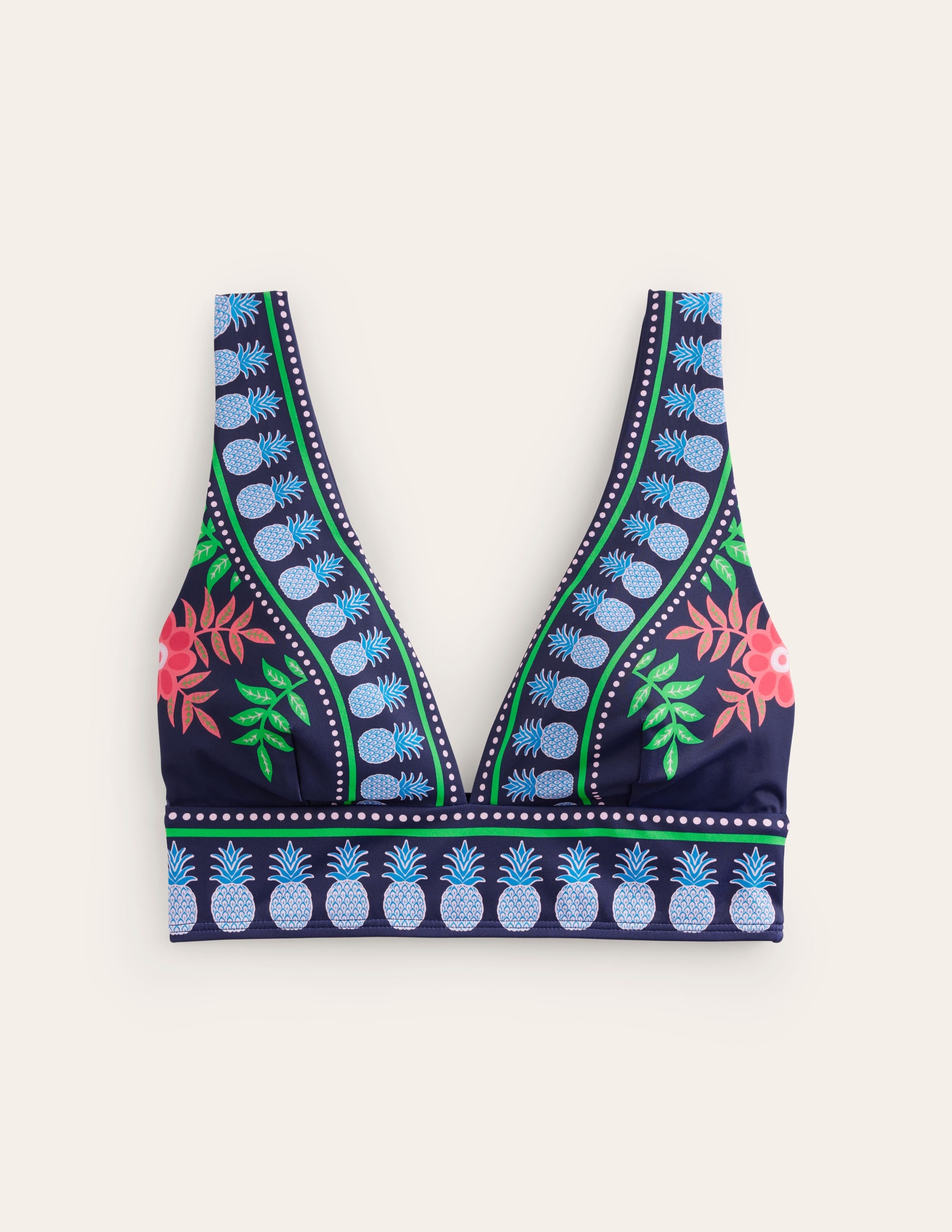 Porto V-neck Bikini Top-French Navy Tropic - Image 5