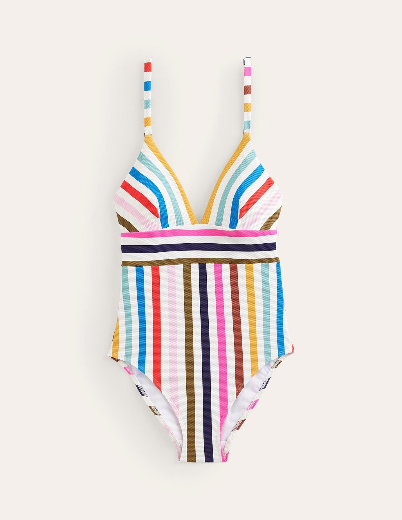 Arezzo V-neck Panel Swimsuit-Multi Stripe