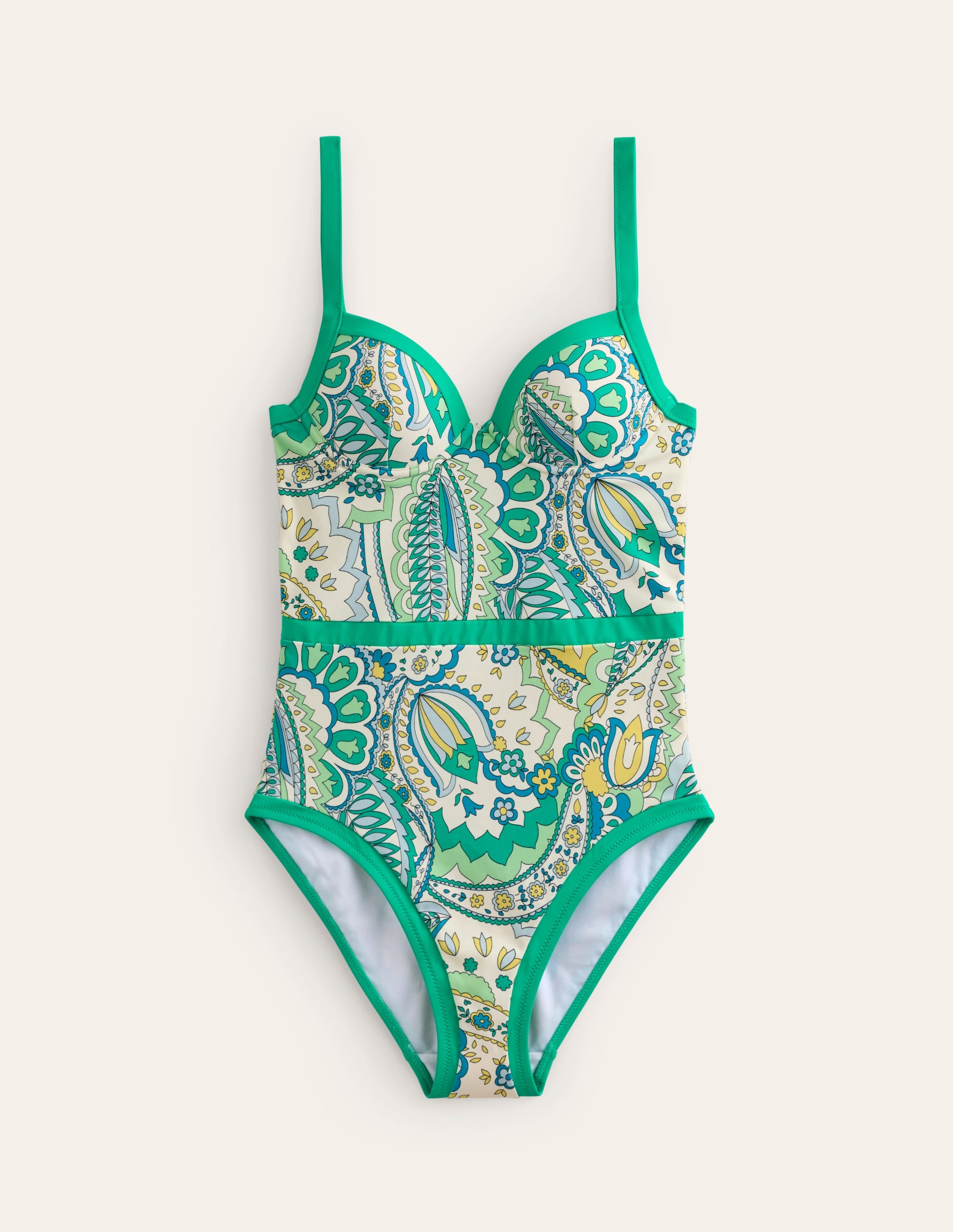 Colour Pop Cup Size Swimsuit-Emerald, Foliage Paisley - Image 6