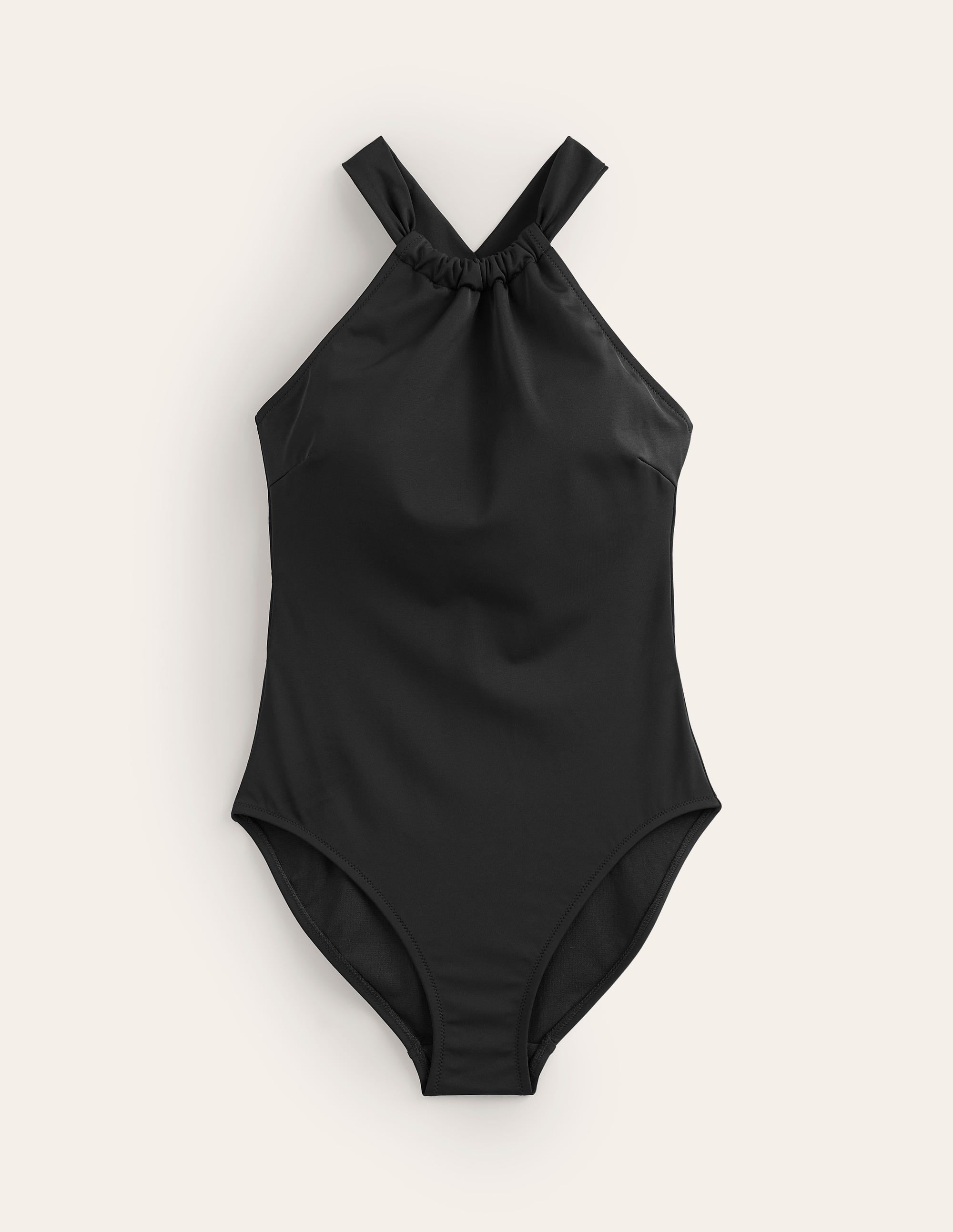 Gather Cross-back Swimsuit-Black - Image 5