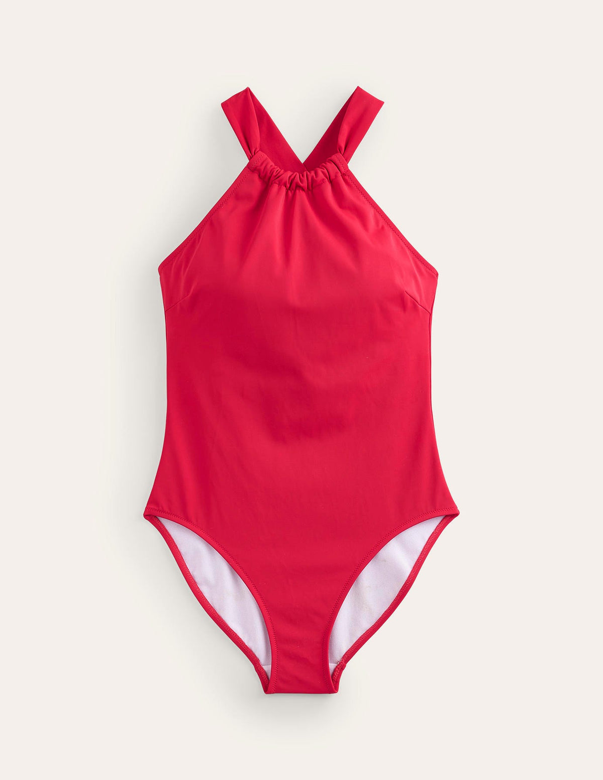 Gather Cross-back Swimsuit-Red - Image 7