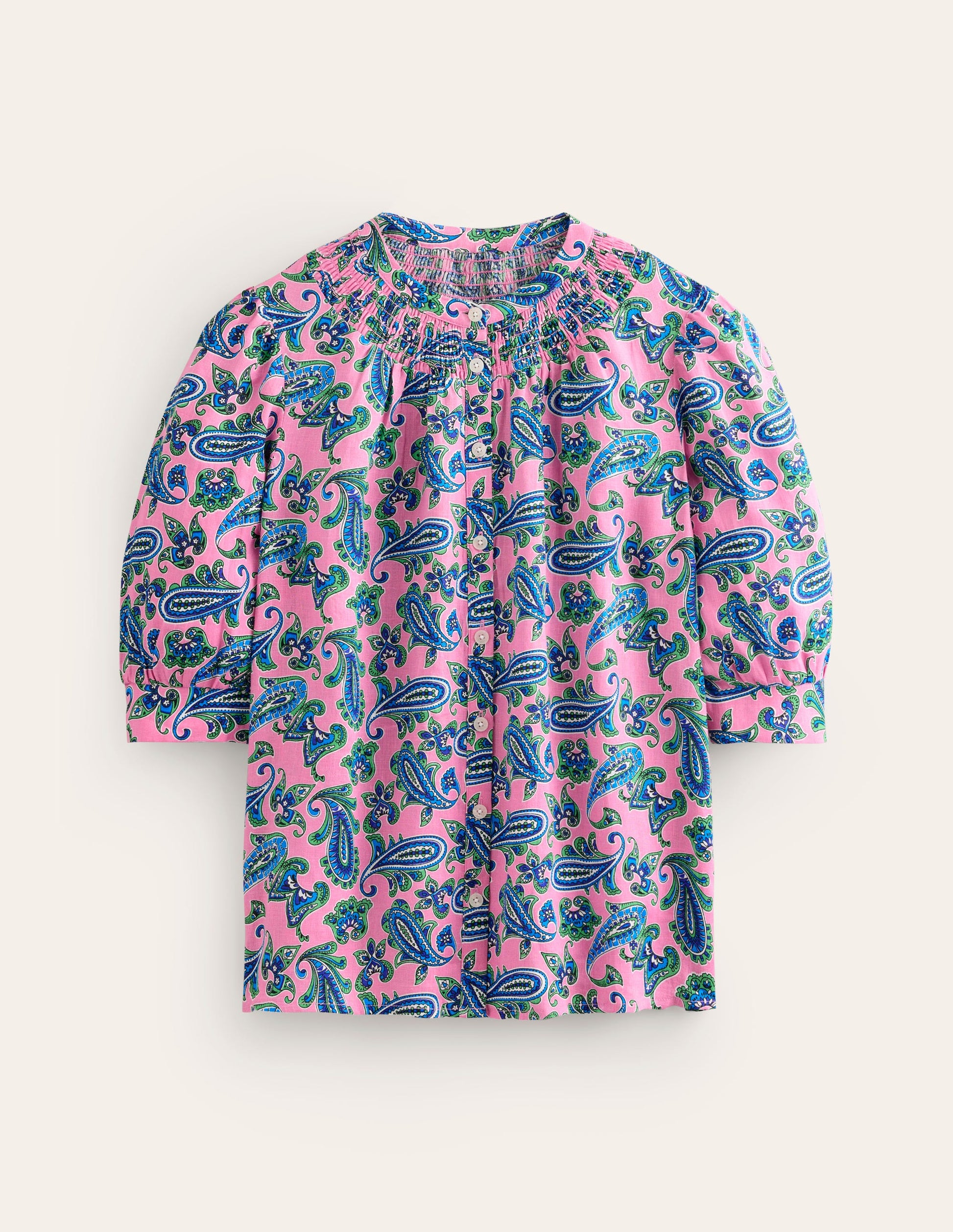 Ada Linen Top-Rose Damask, Paisley Wave-5