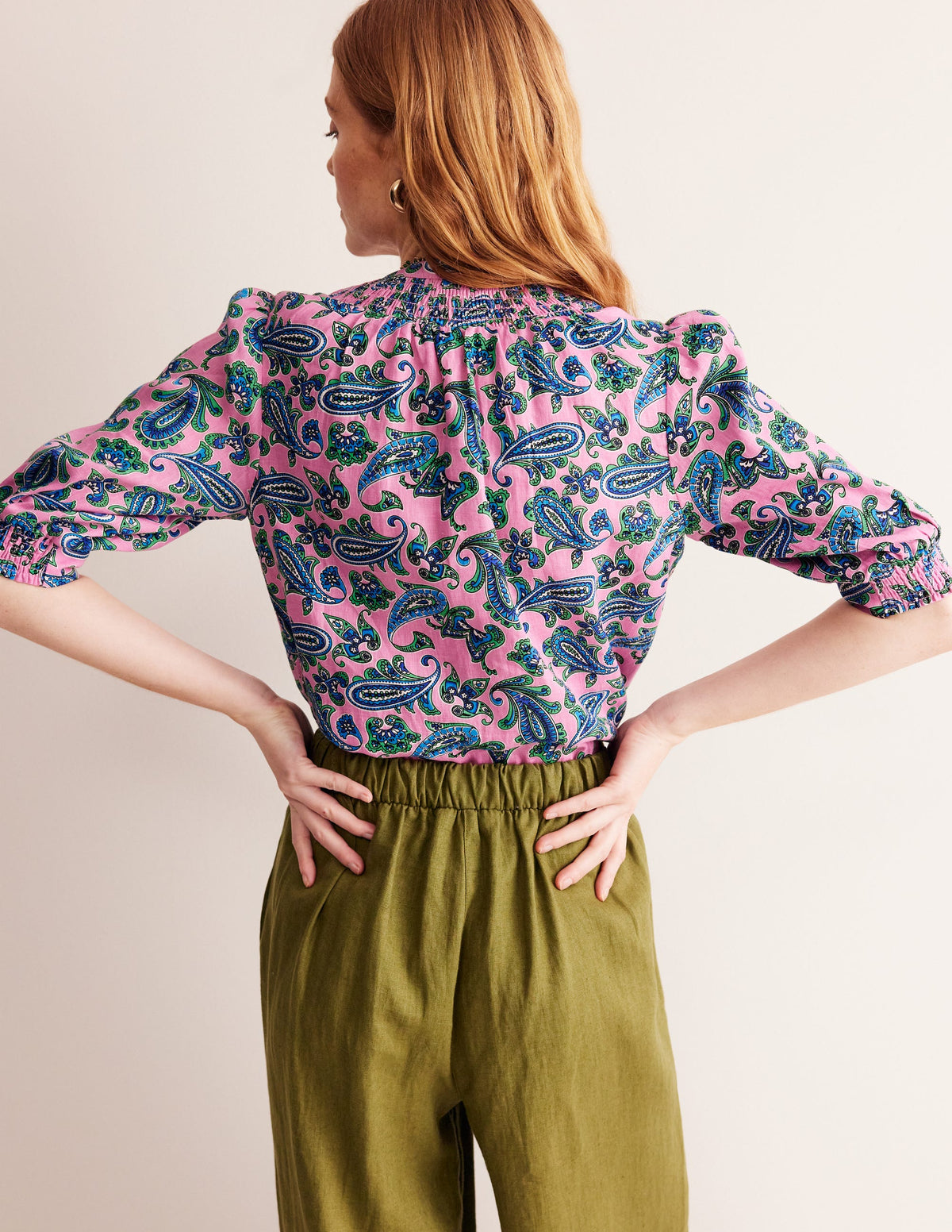 Ada Linen Top-Rose Damask, Paisley Wave - Image 3