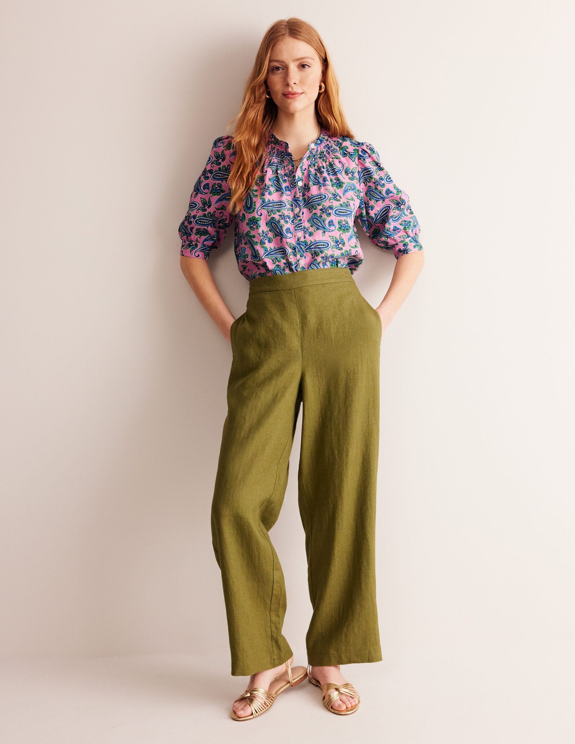 Ada Linen Top-Rose Damask, Paisley Wave-4