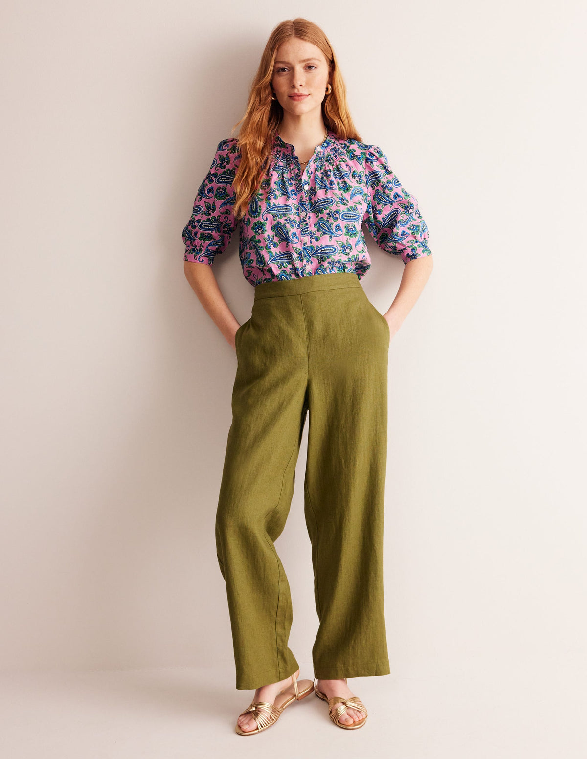 Ada Linen Top-Rose Damask, Paisley Wave - Image 4