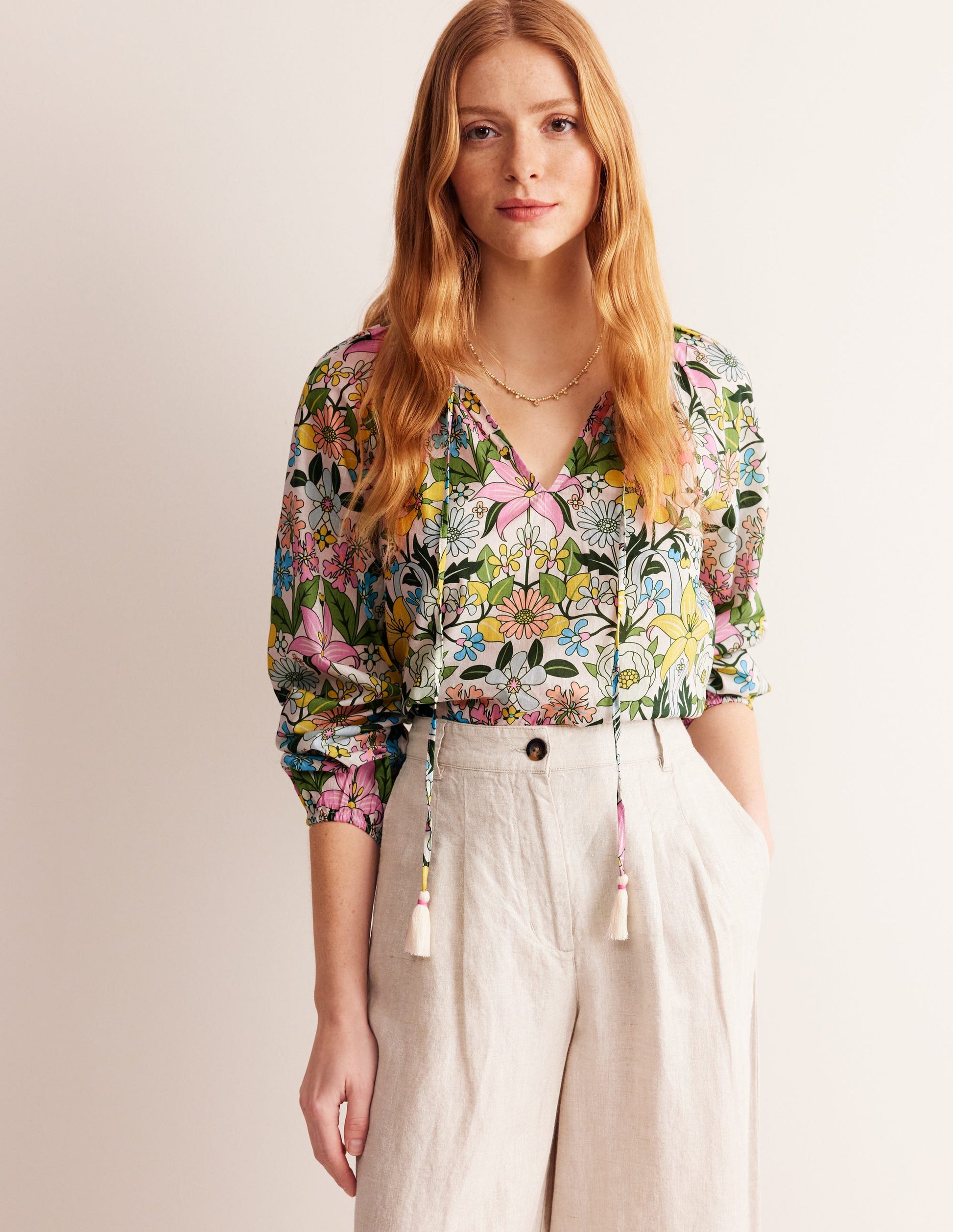 Serena Cotton Blouse-Multi, Wildflower Daisy-1