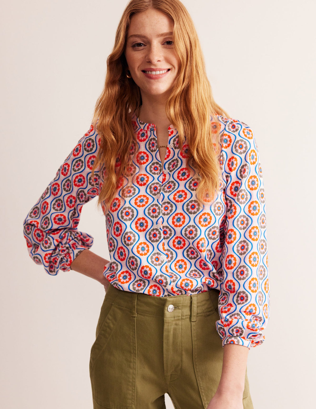 Marina Jersey Shirt-Multi, Geo Floral-1