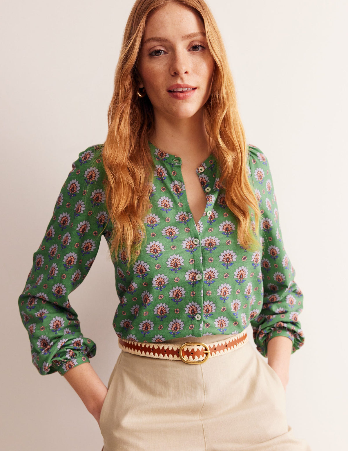 Marina Jersey Shirt-Stone Green, Passion Geo - Image 1