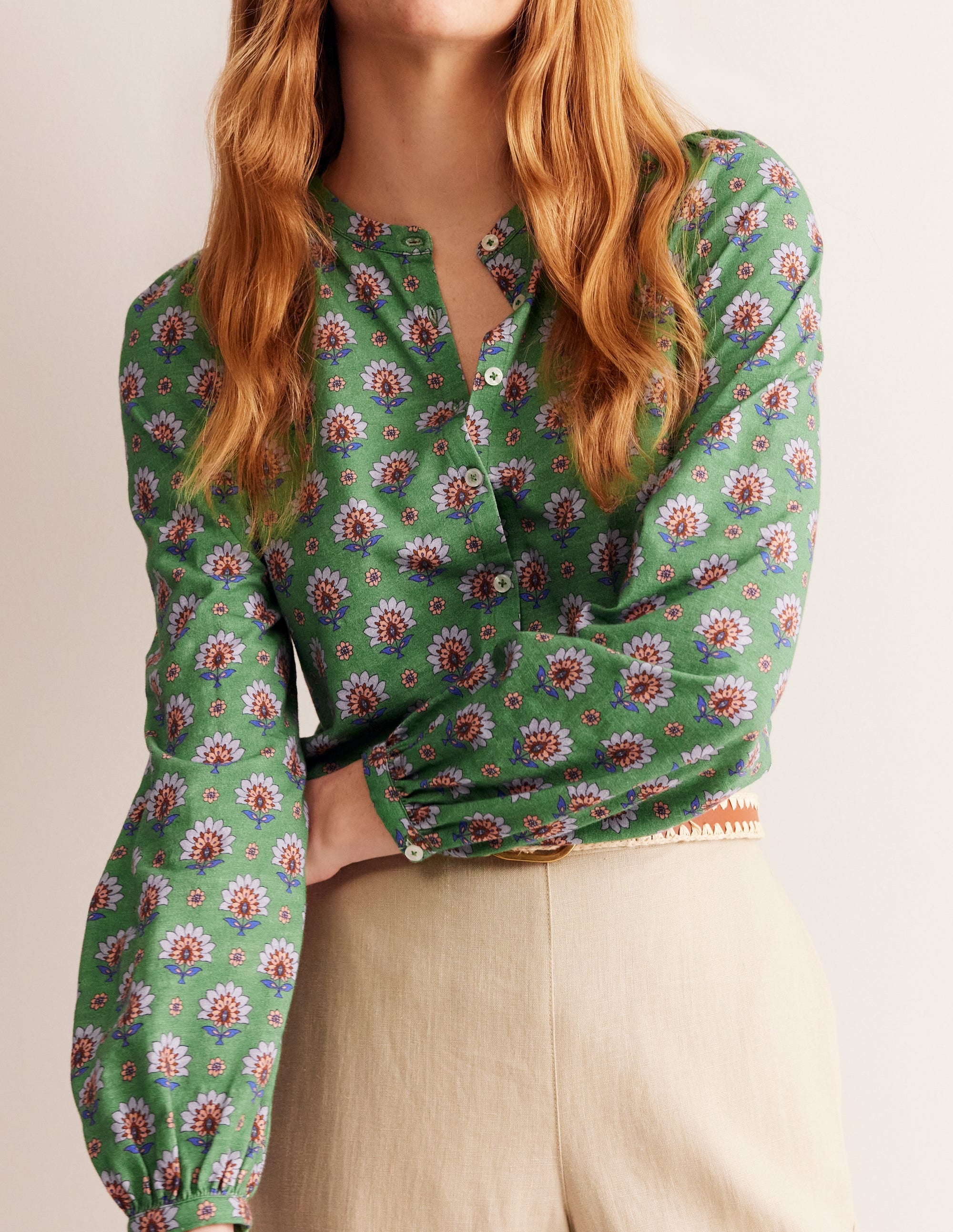 Marina Jersey Shirt-Stone Green, Passion Geo - Image 2