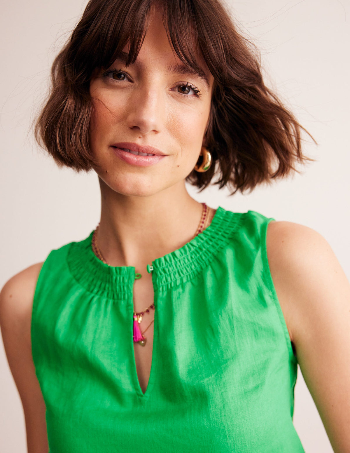 Georgia Linen Sleeveless Top-Bright Green - Image 2