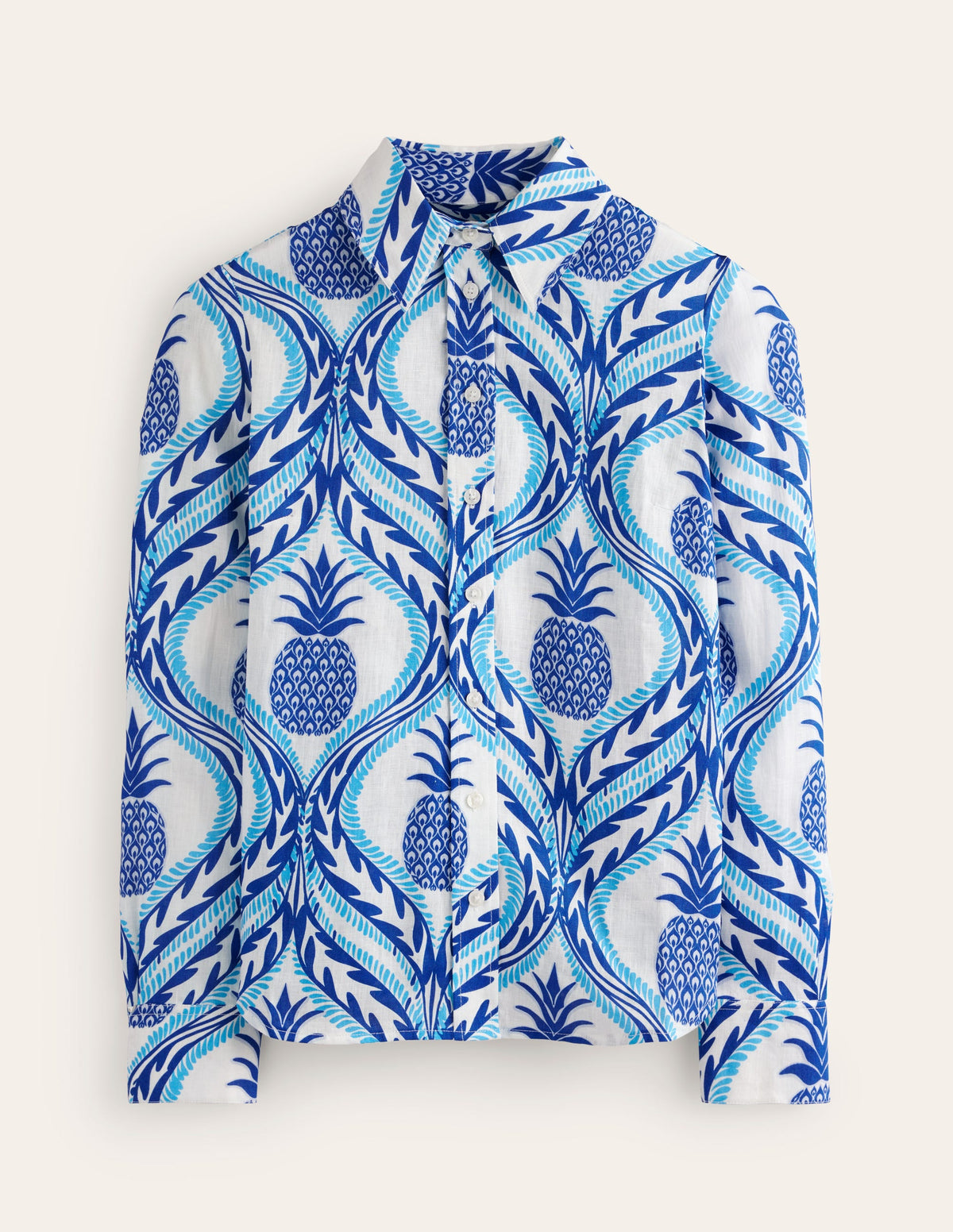 Sienna Linen Shirt-Surf The Web, Pineapple Wave-6