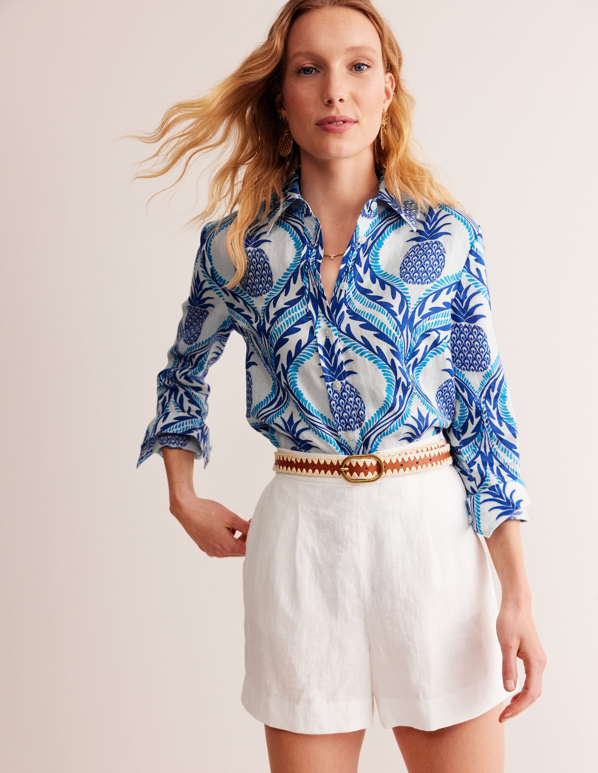 Sienna Linen Shirt-Surf The Web, Pineapple Wave - Image 4