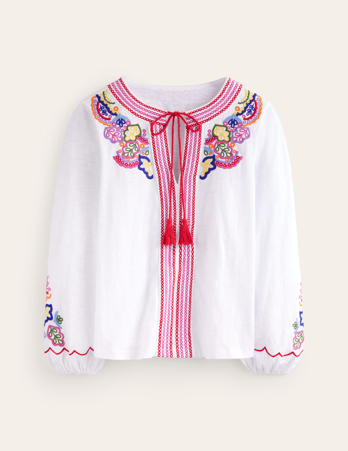 Diana Embroidered Tie Neck Top-White Embroidery - Image 6