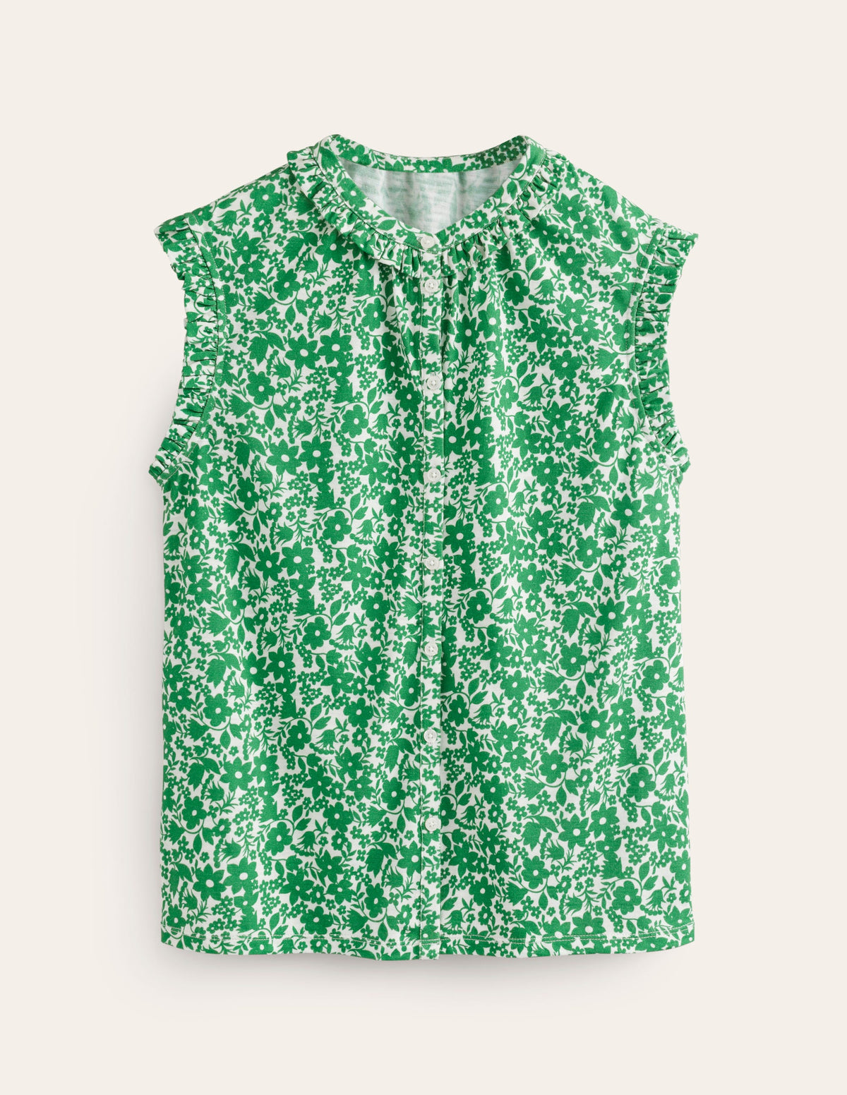 Olive Sleeveless Shirt-Green Tambourine, Tulip Garden-5