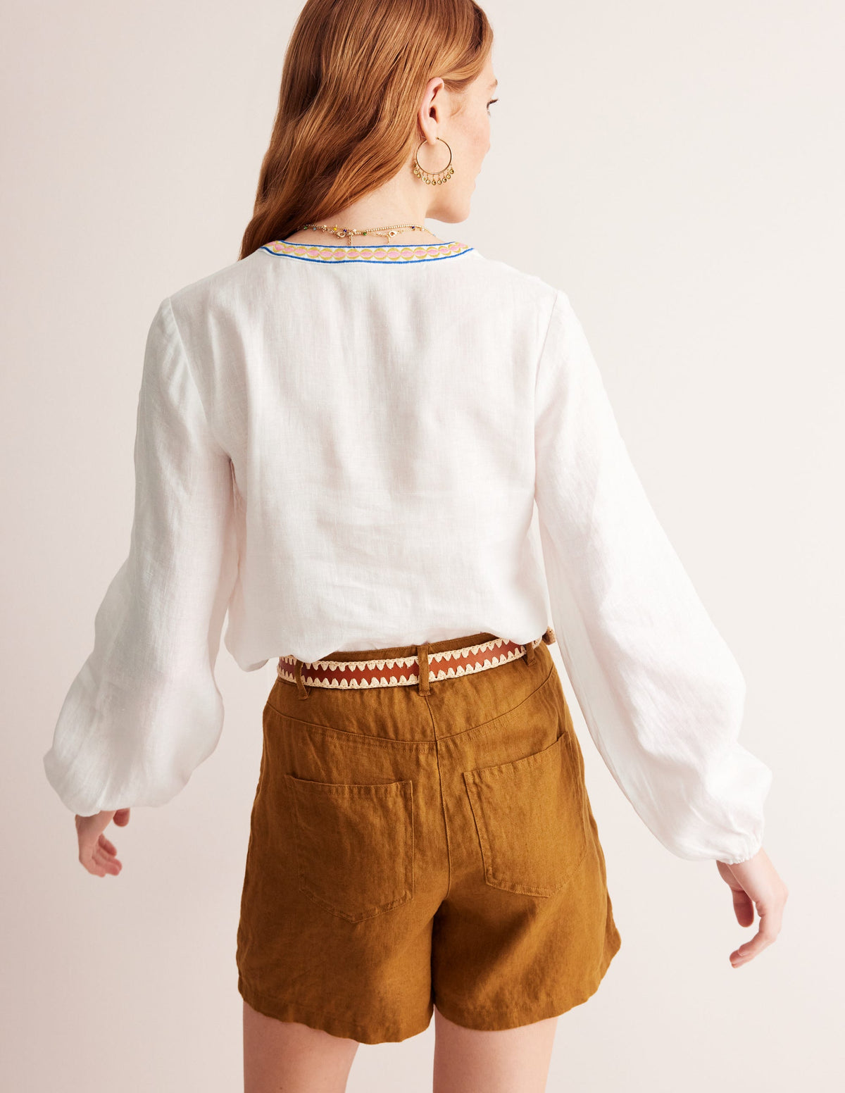 Bonnie Linen Top-White, Floral - Image 3