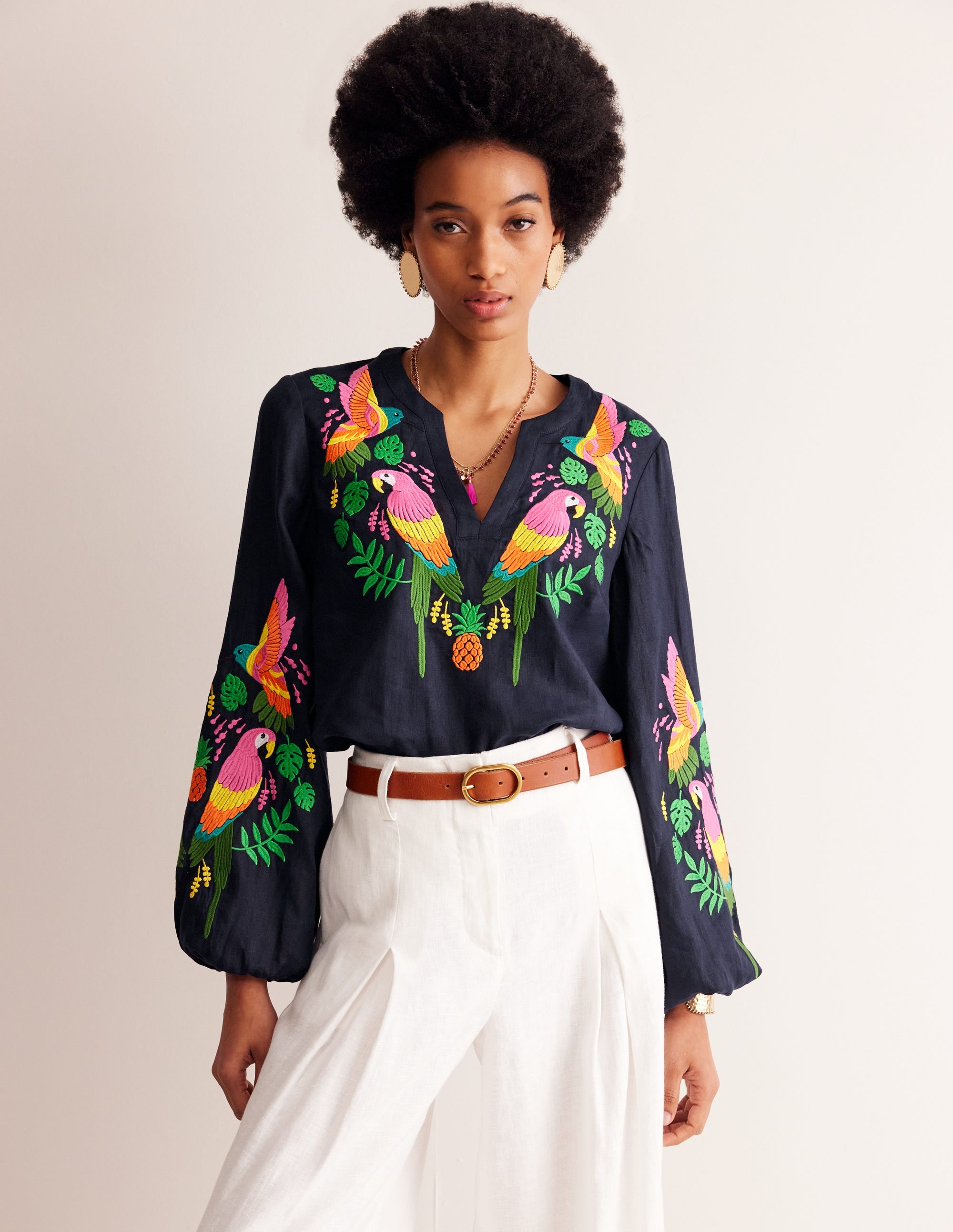 Bonnie Linen Top-Multi, Tropical Paradise - Image 2