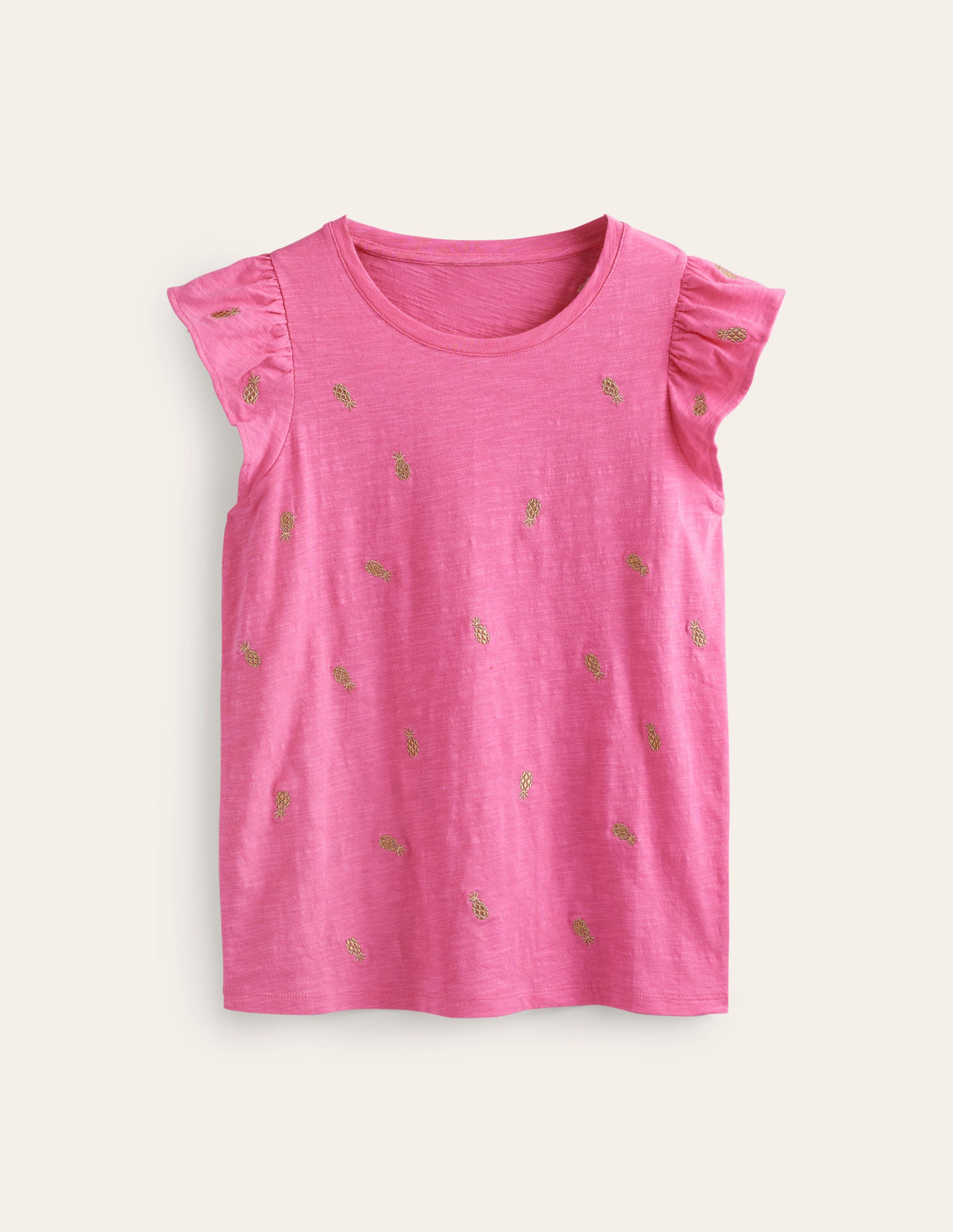 Dora Flutter Sleeve Top-Sangria Sunset, Pineapples - Image 5