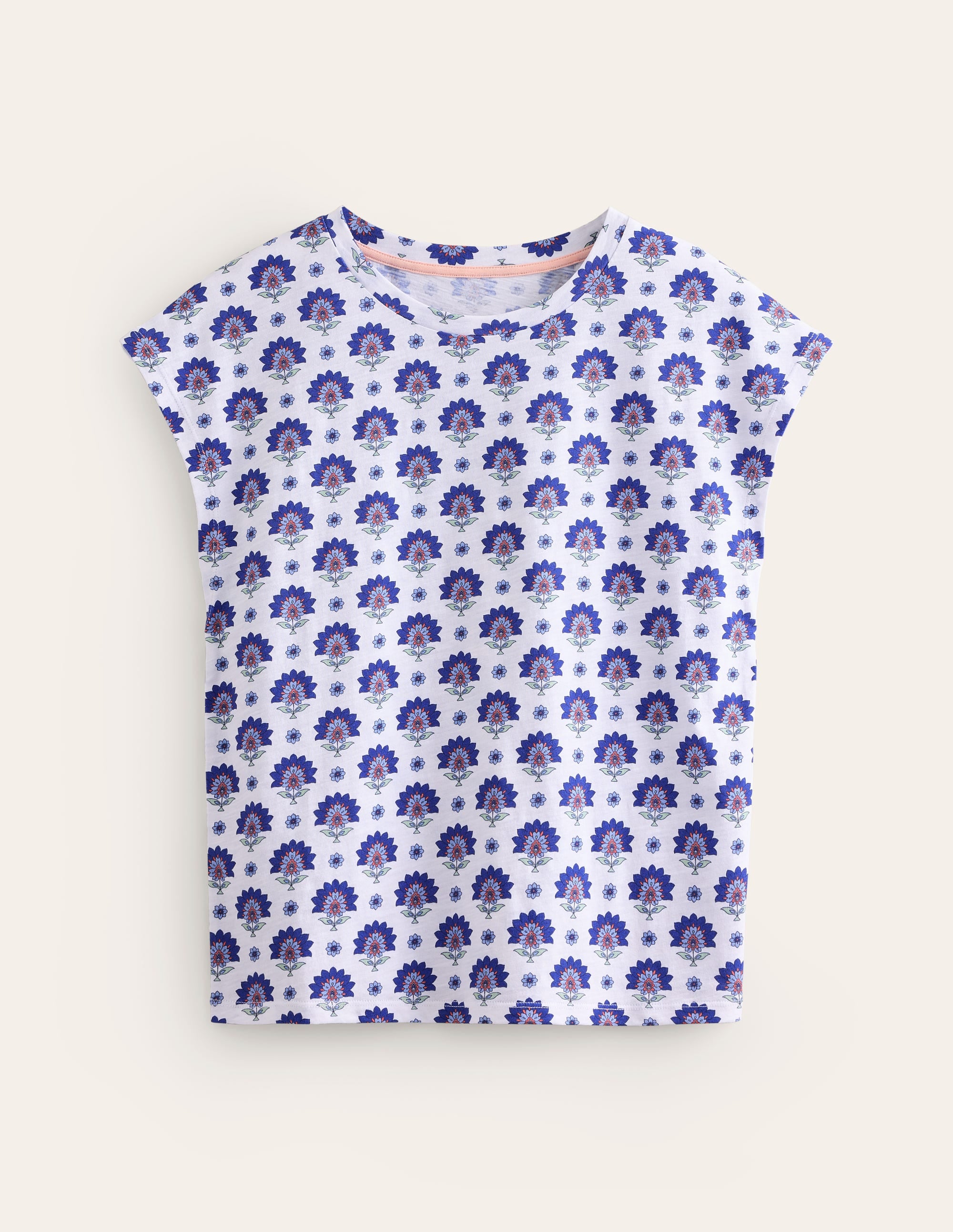 Louisa Printed Slub T-Shirt-Bright Blue, Passion Geo - Image 5
