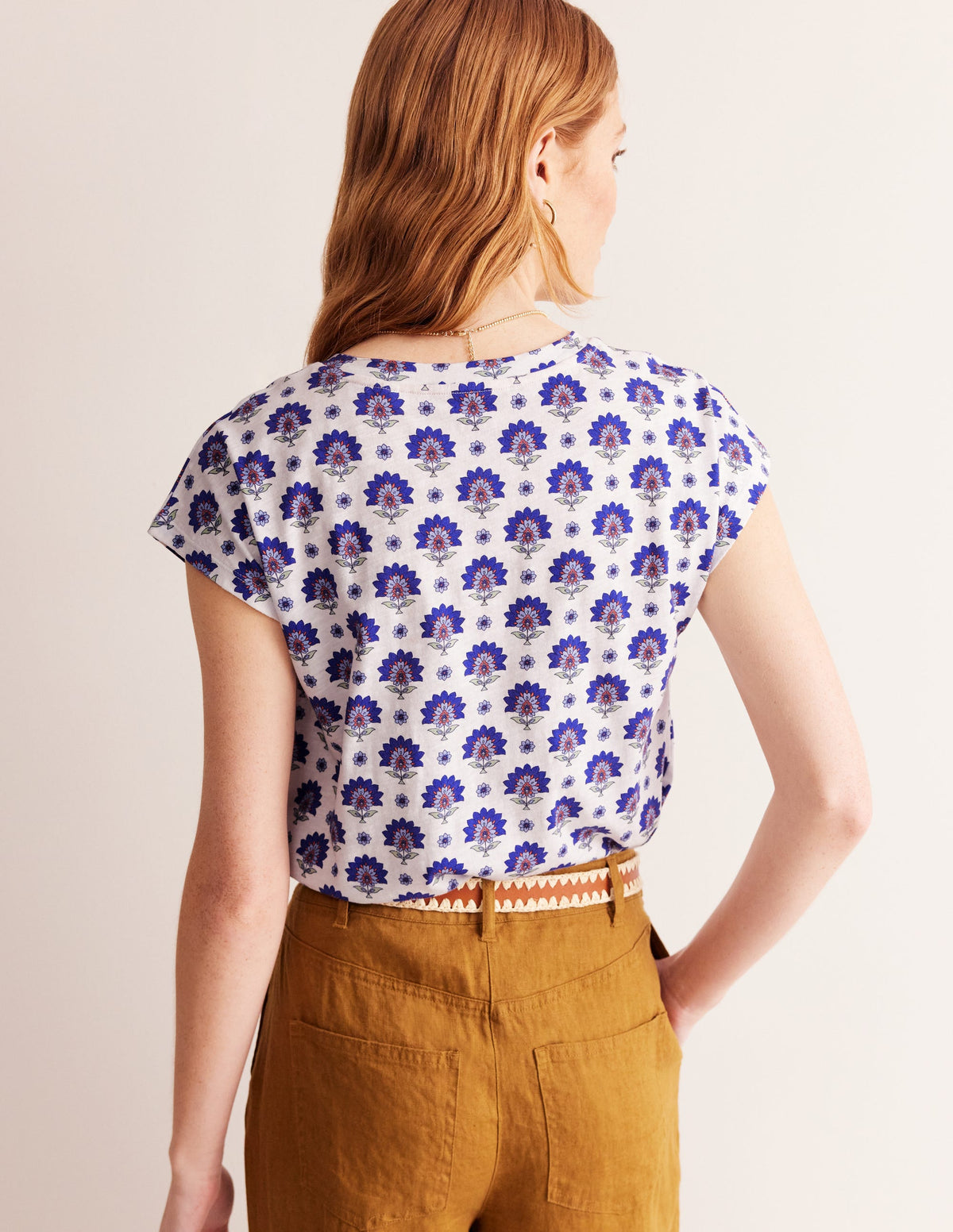 Louisa Printed Slub T-Shirt-Bright Blue, Passion Geo - Image 3