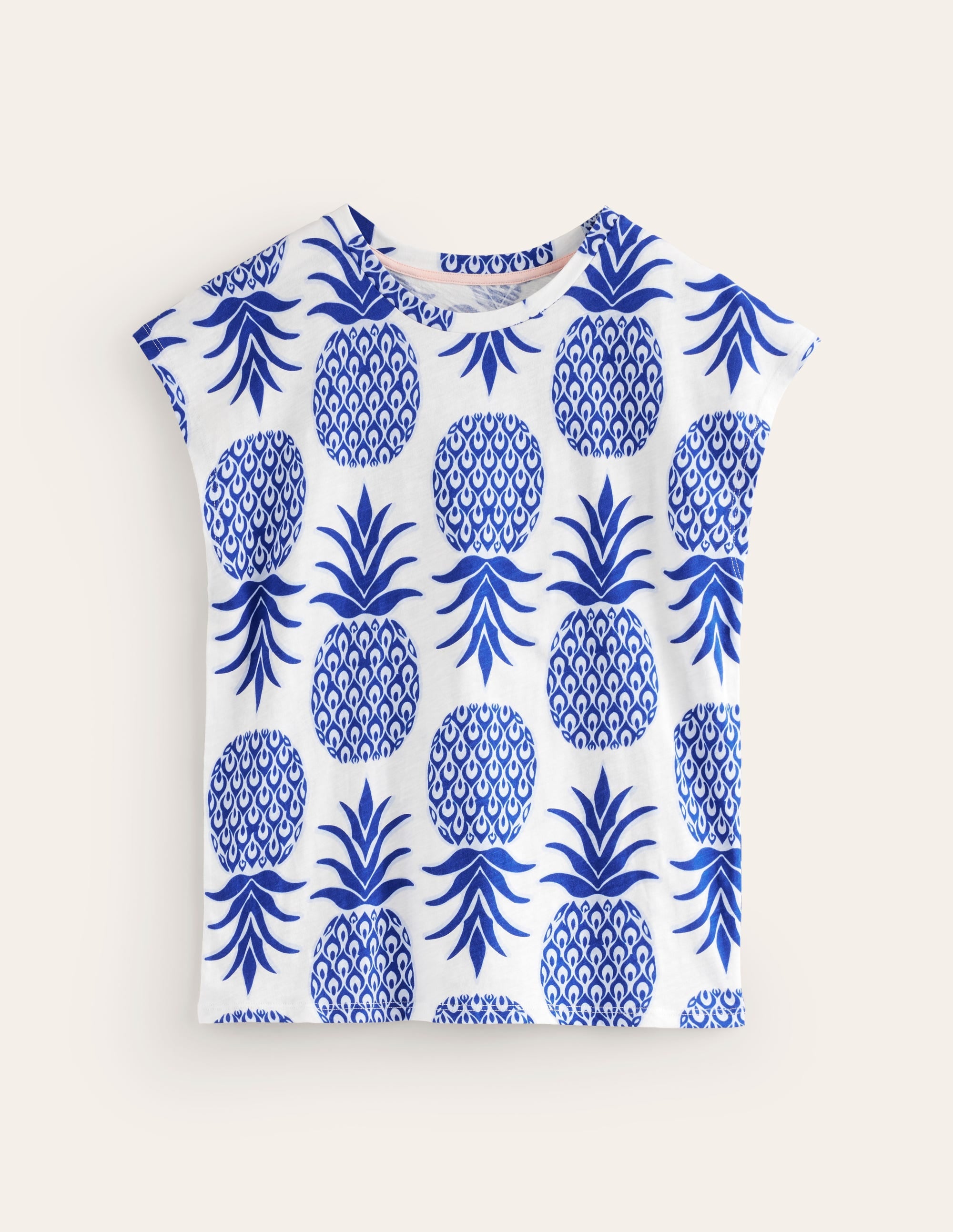 Louisa Printed Slub T-Shirt-Surf The Web, Pineapple Pop - Image 5