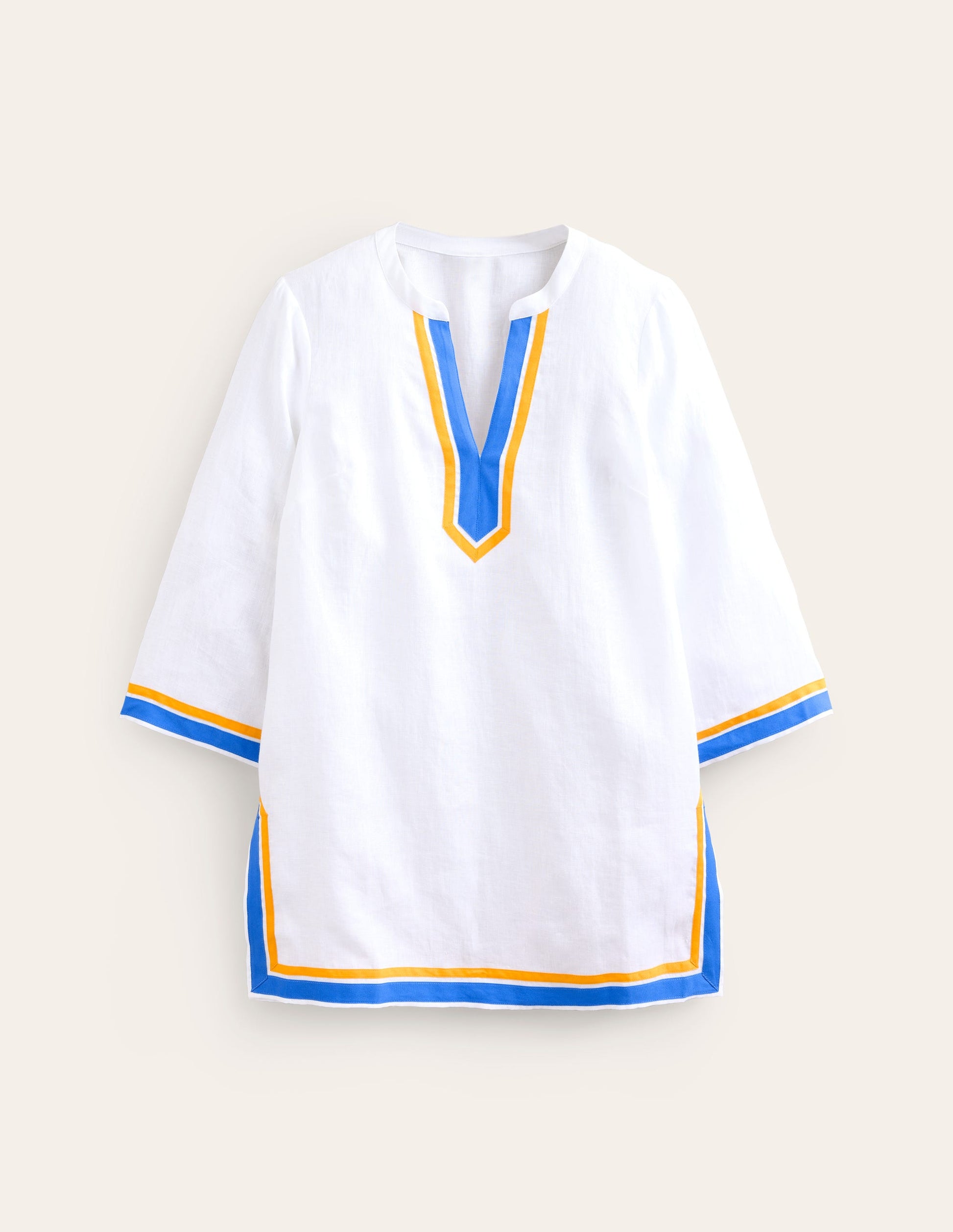 Neck Detail Tunic Top-White, Surf the Web-6