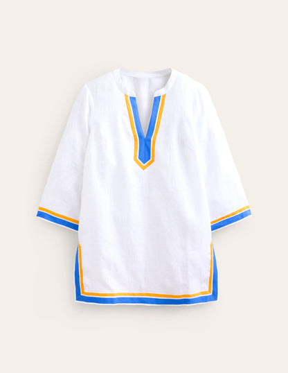 Neck Detail Tunic Top-White, Surf the Web-6