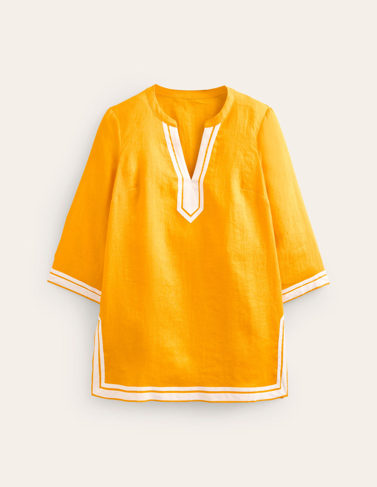 Neck Detail Tunic Top-Artisan's Gold, Ivory-5