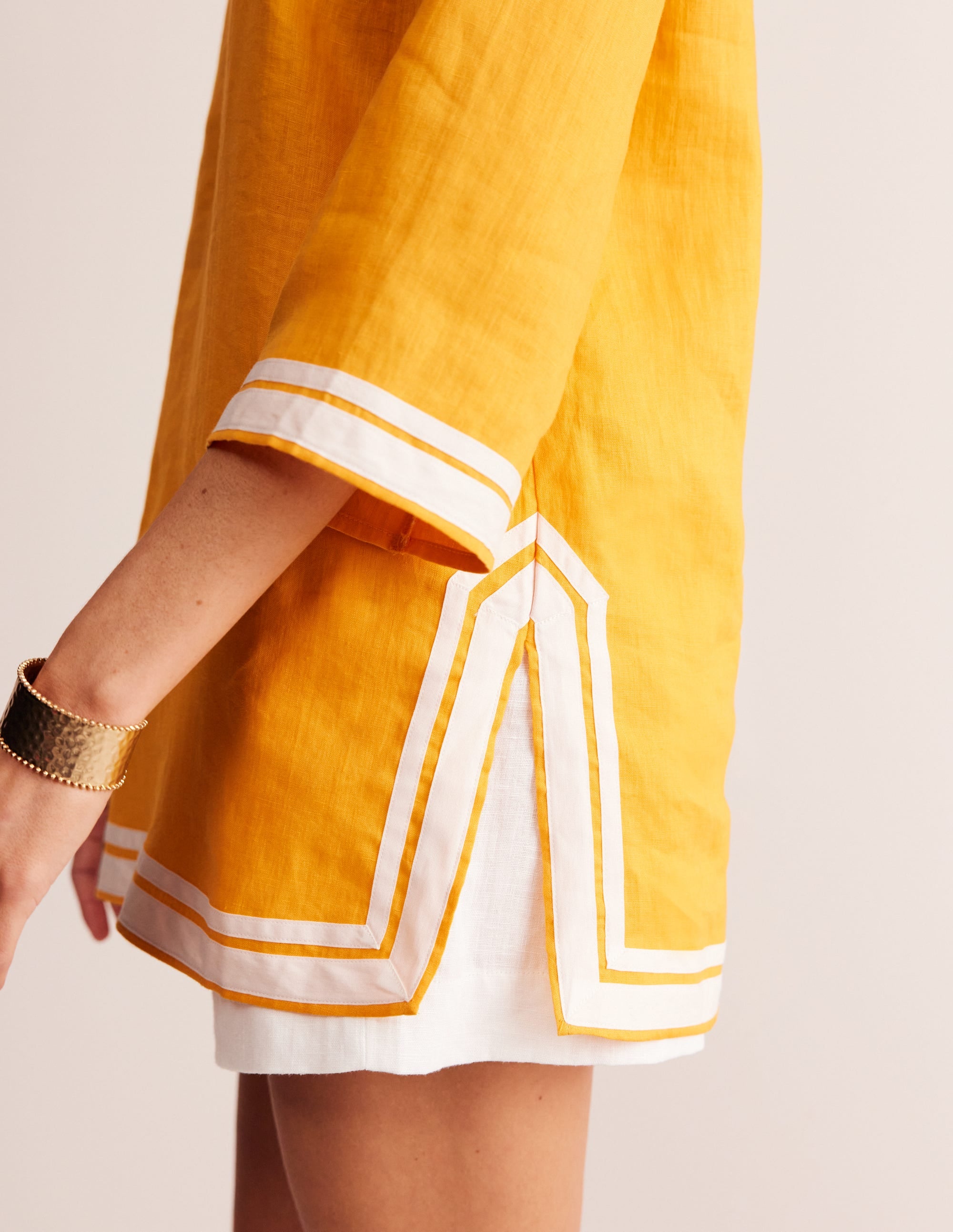 Neck Detail Tunic Top-Artisan's Gold, Ivory - Image 2