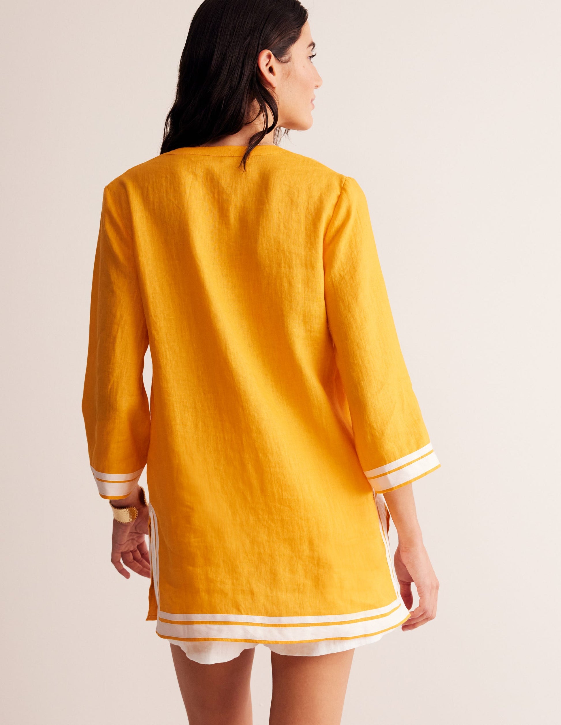 Neck Detail Tunic Top-Artisan's Gold, Ivory-3