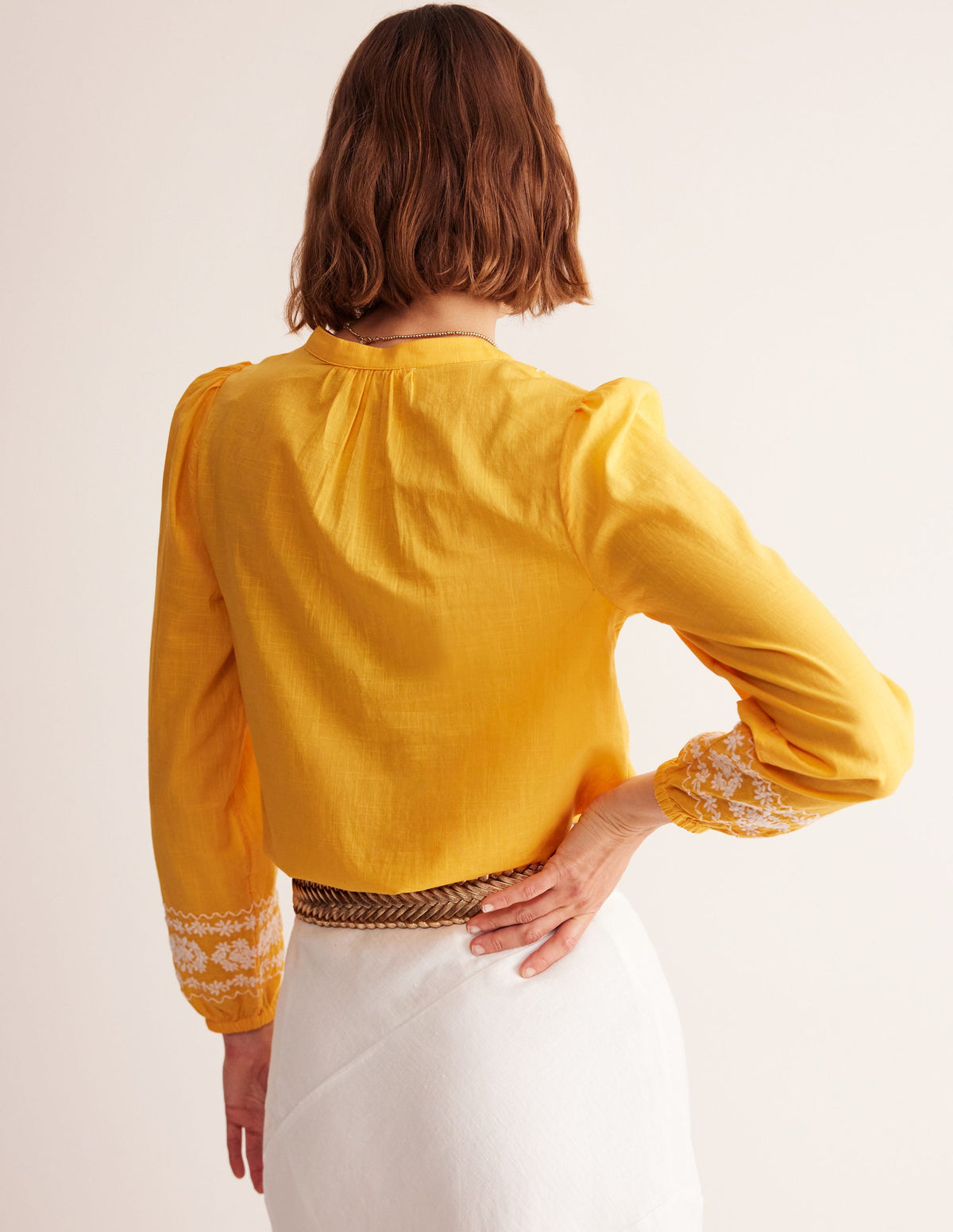 Embroidered Cotton Top-Artisan's Gold - Image 3