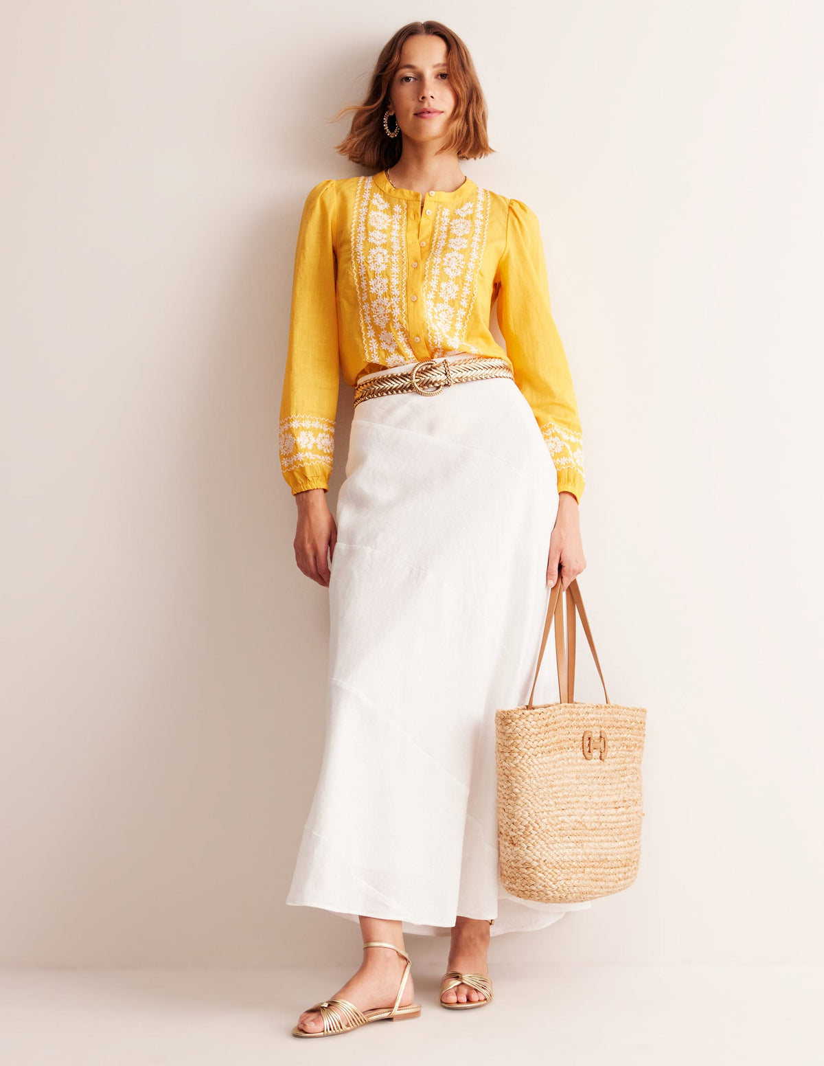 Embroidered Cotton Top-Artisan's Gold - Image 4
