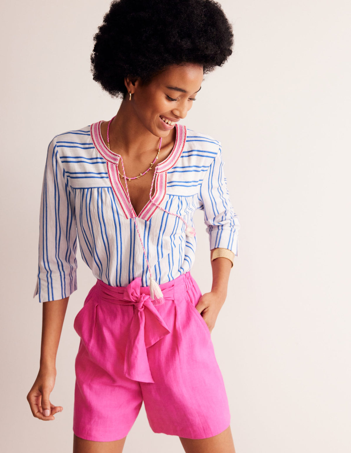 Blouson Sleeve Top-Mariner Blue Stripe - Image 1