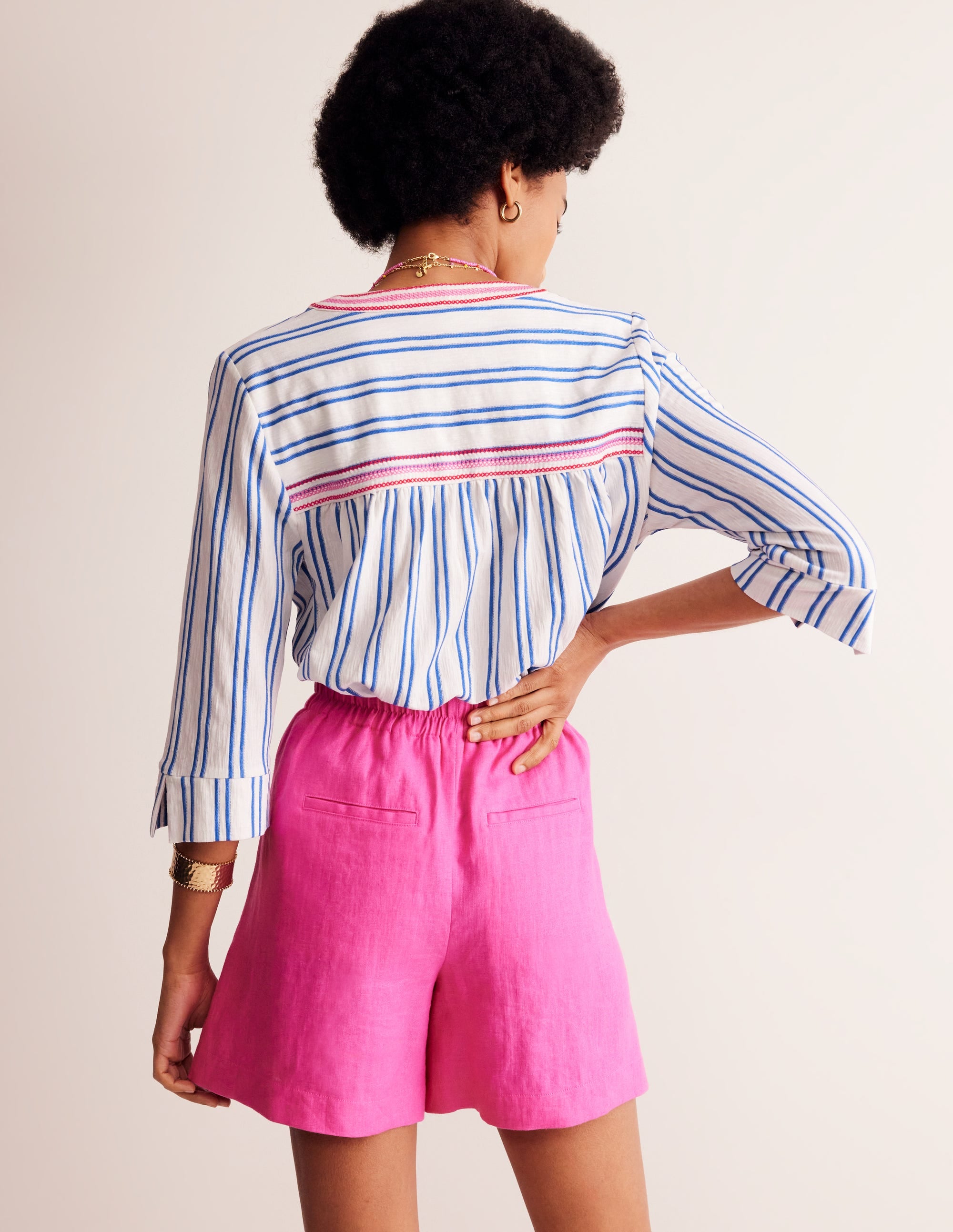 Blouson Sleeve Top-Mariner Blue Stripe - Image 3
