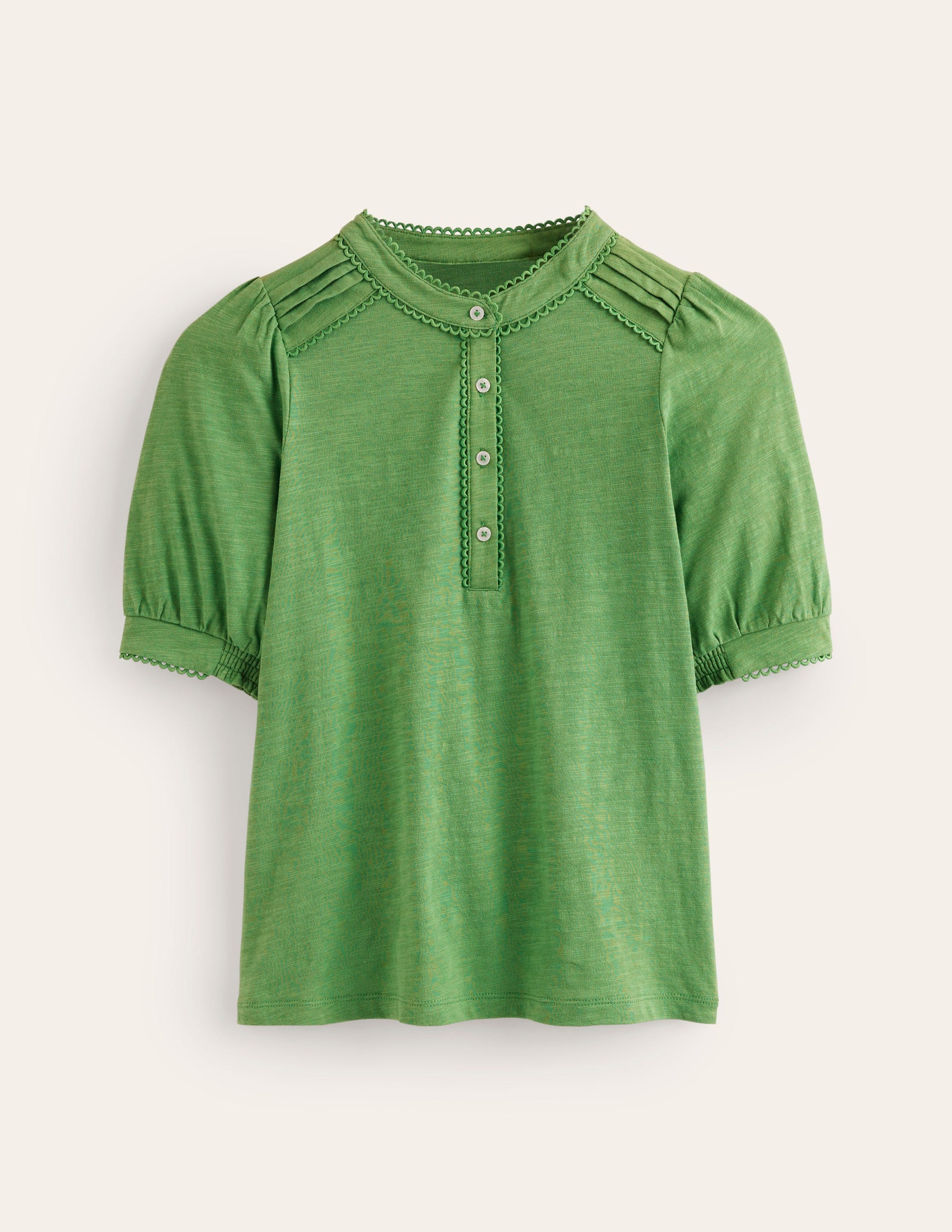 Pintuck Puff Sleeve Henley-Lichen-5